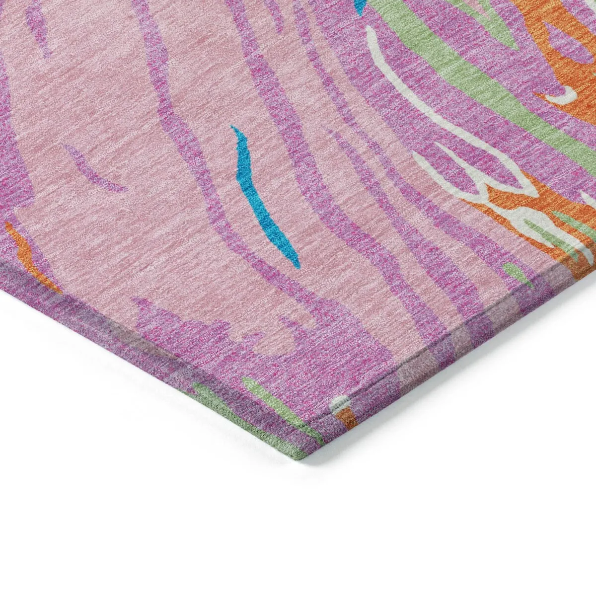 Machine Washable Indoor/ Outdoor Modern Wave Chantille Rug