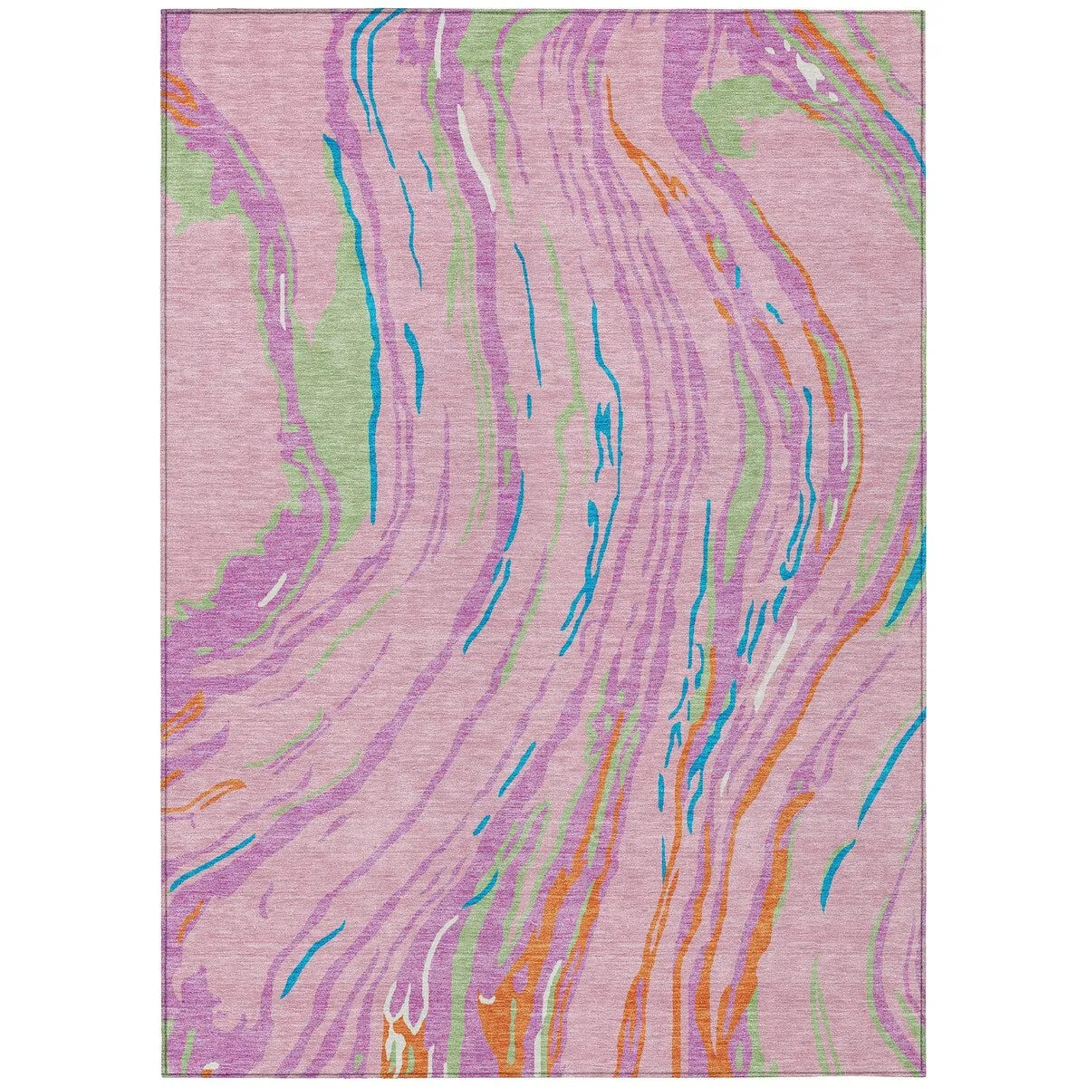 Machine Washable Indoor/ Outdoor Modern Wave Chantille Rug