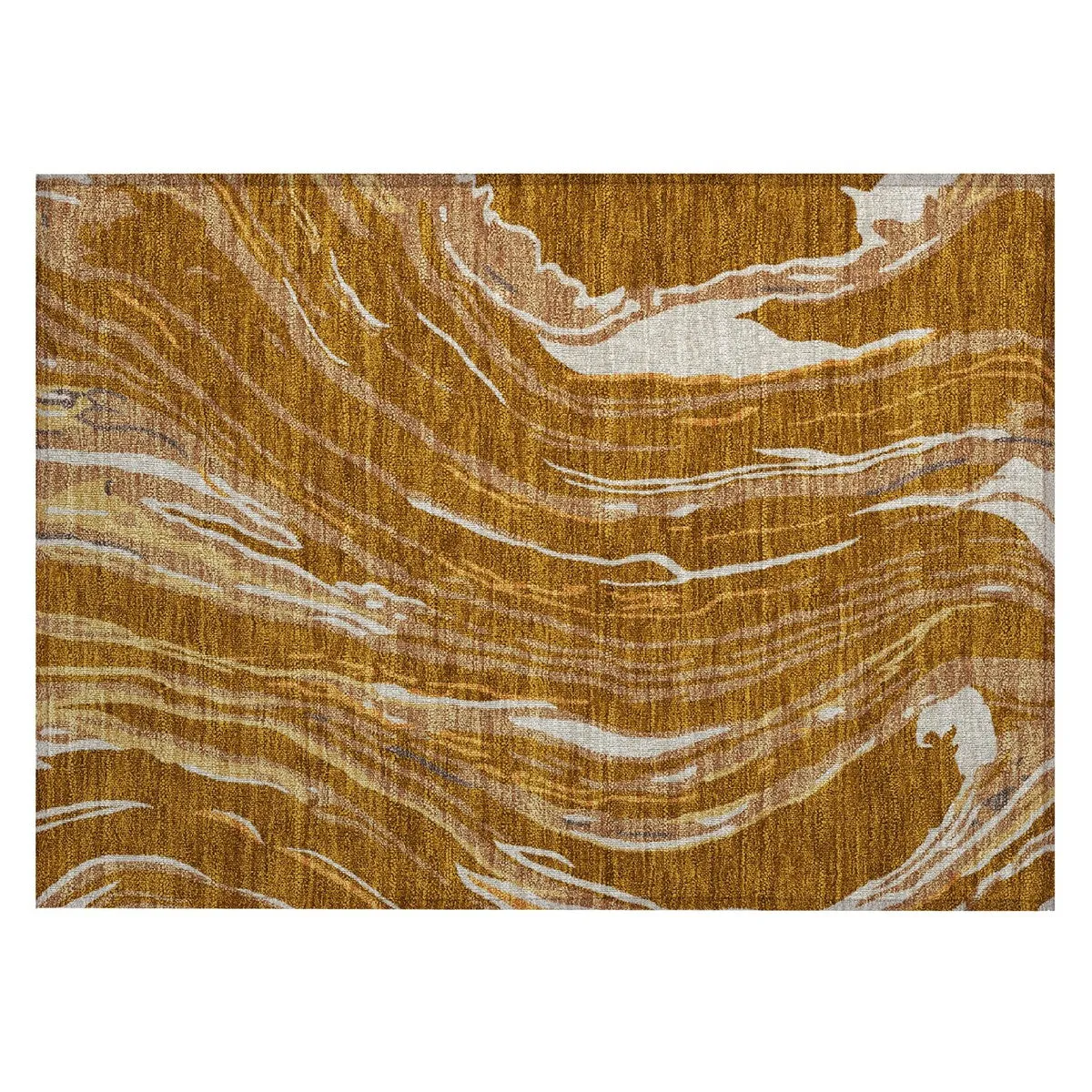 Machine Washable Indoor/ Outdoor Modern Wave Chantille Rug
