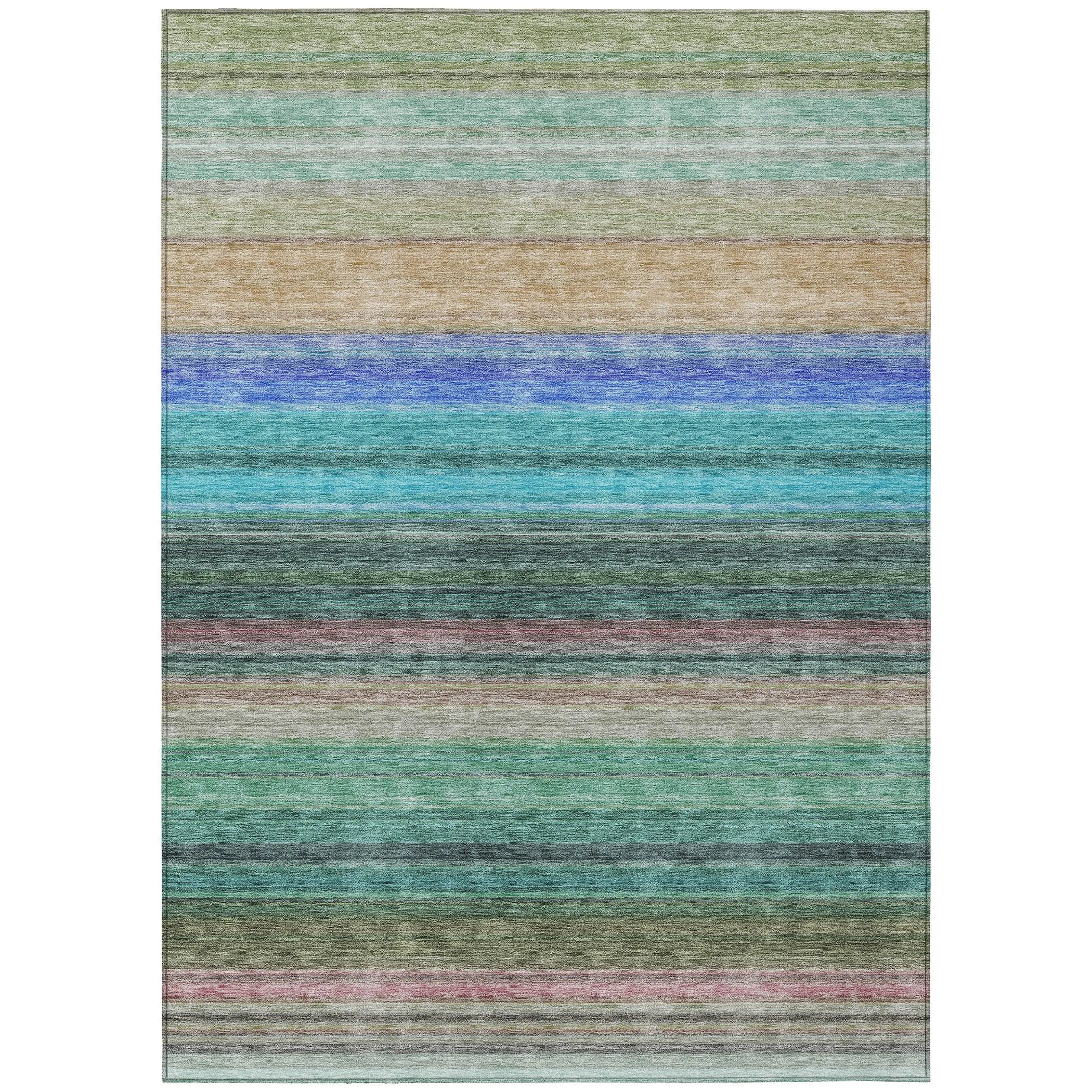 Machine Washable Indoor/ Outdoor Ombre Stripes Chantille Rug