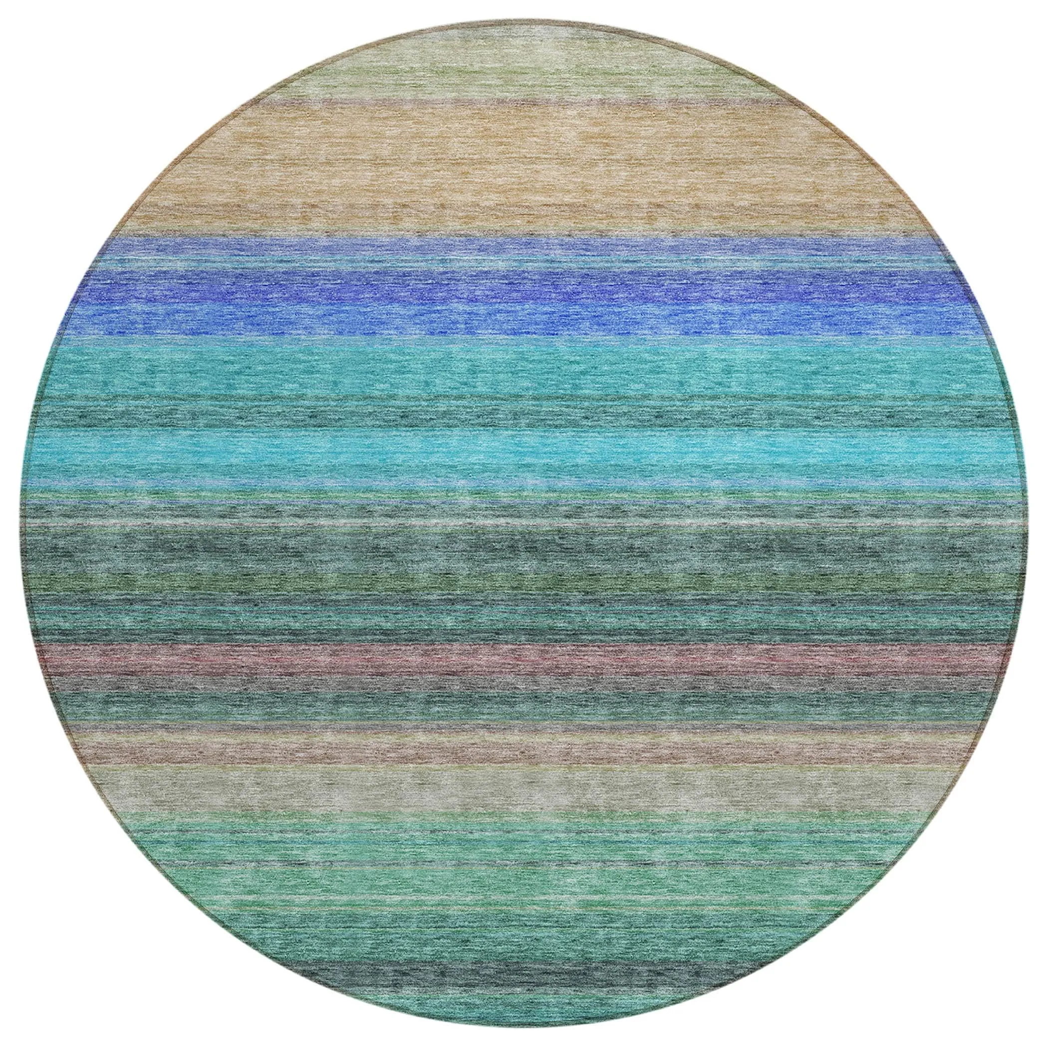 Machine Washable Indoor/ Outdoor Ombre Stripes Chantille Rug