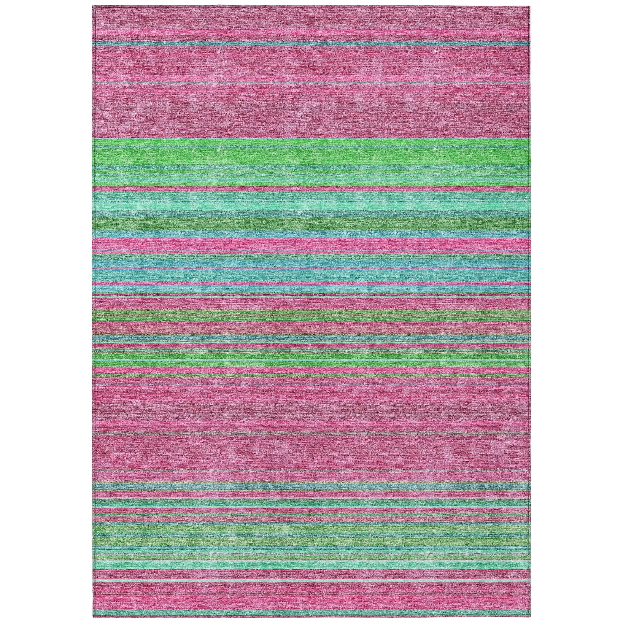 Machine Washable Indoor/ Outdoor Ombre Stripes Chantille Rug