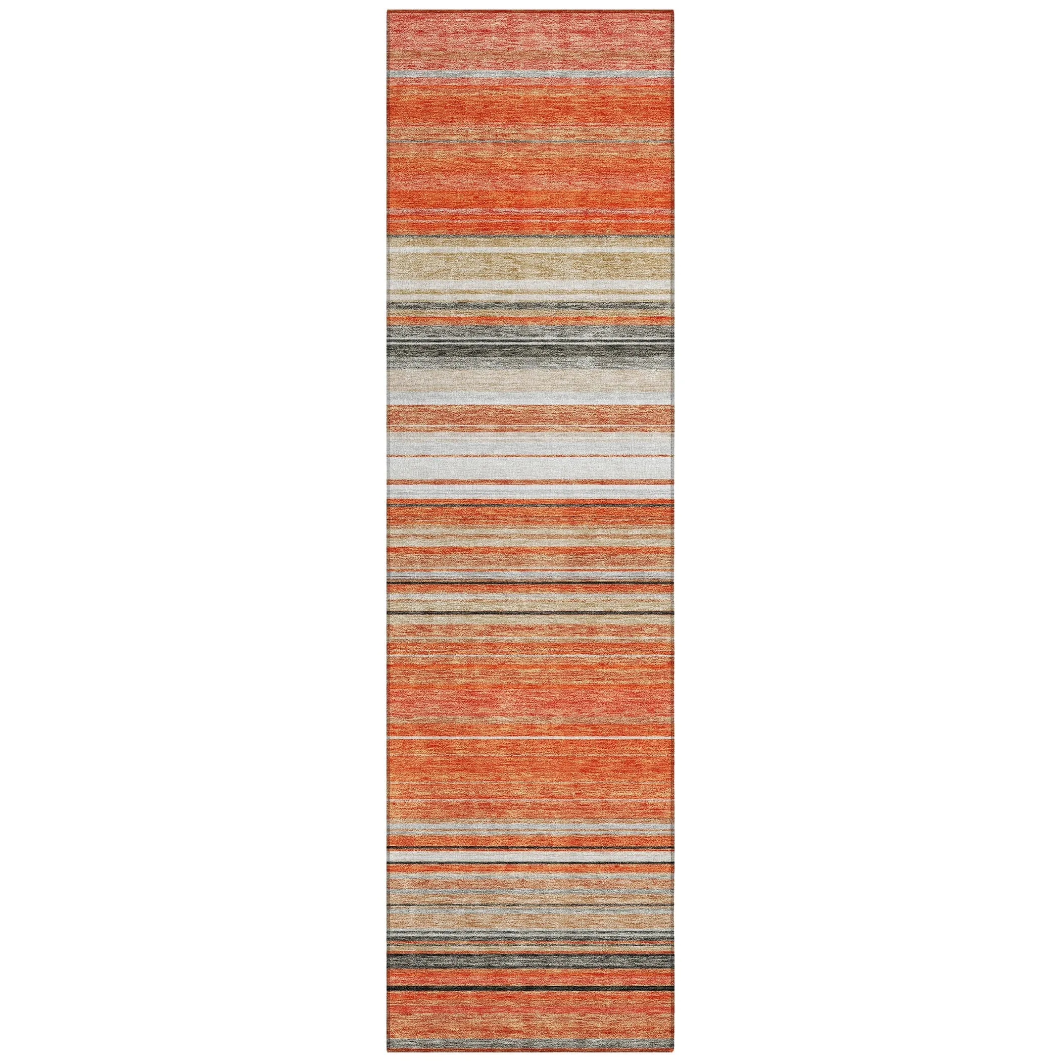 Machine Washable Indoor/ Outdoor Ombre Stripes Chantille Rug