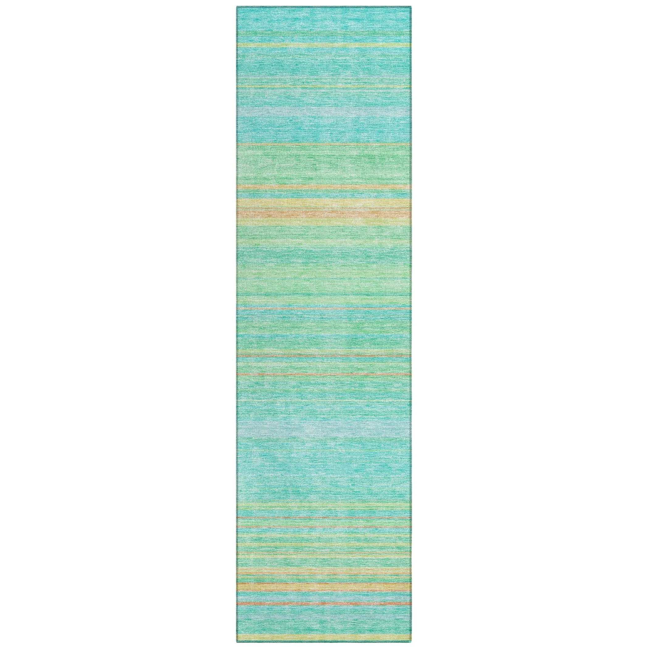 Machine Washable Indoor/ Outdoor Ombre Stripes Chantille Rug