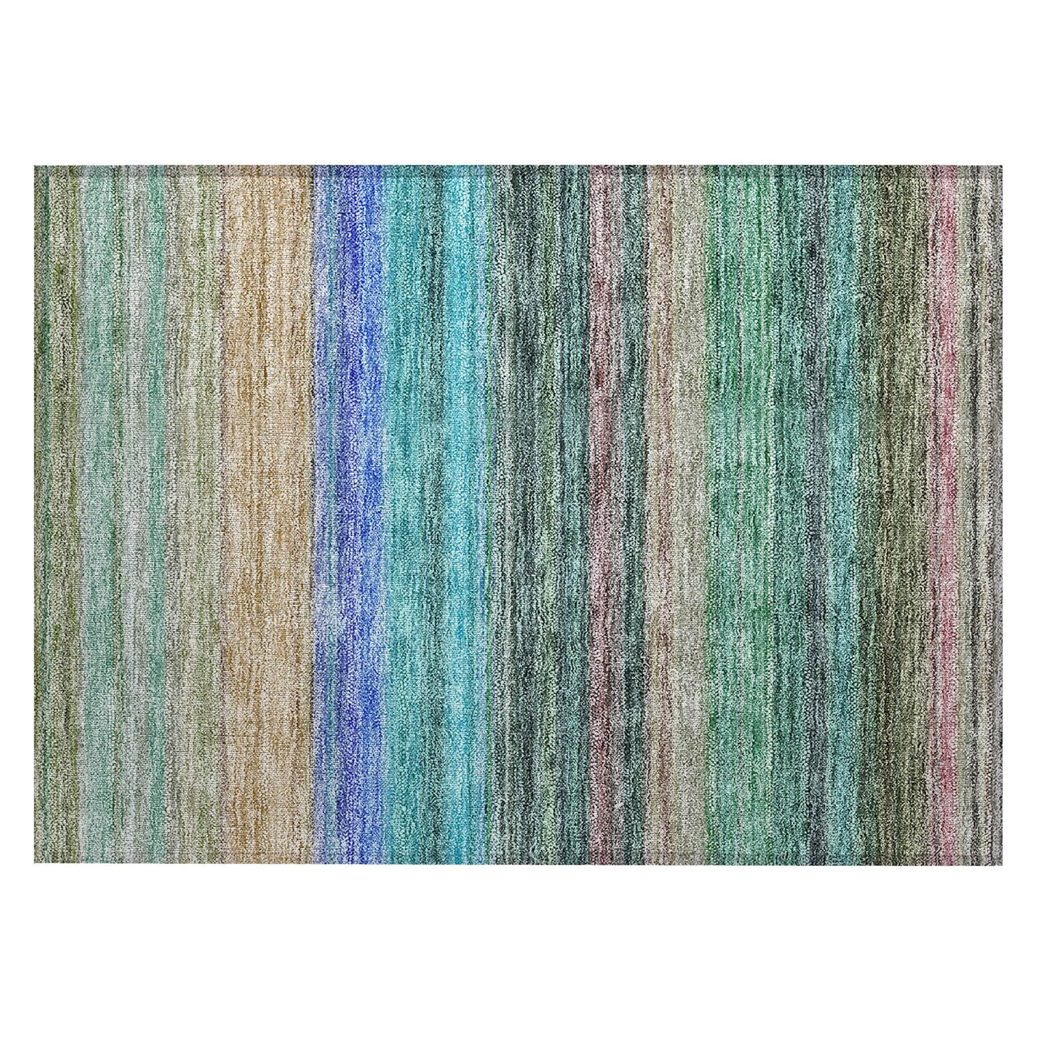 Machine Washable Indoor/ Outdoor Ombre Stripes Chantille Rug