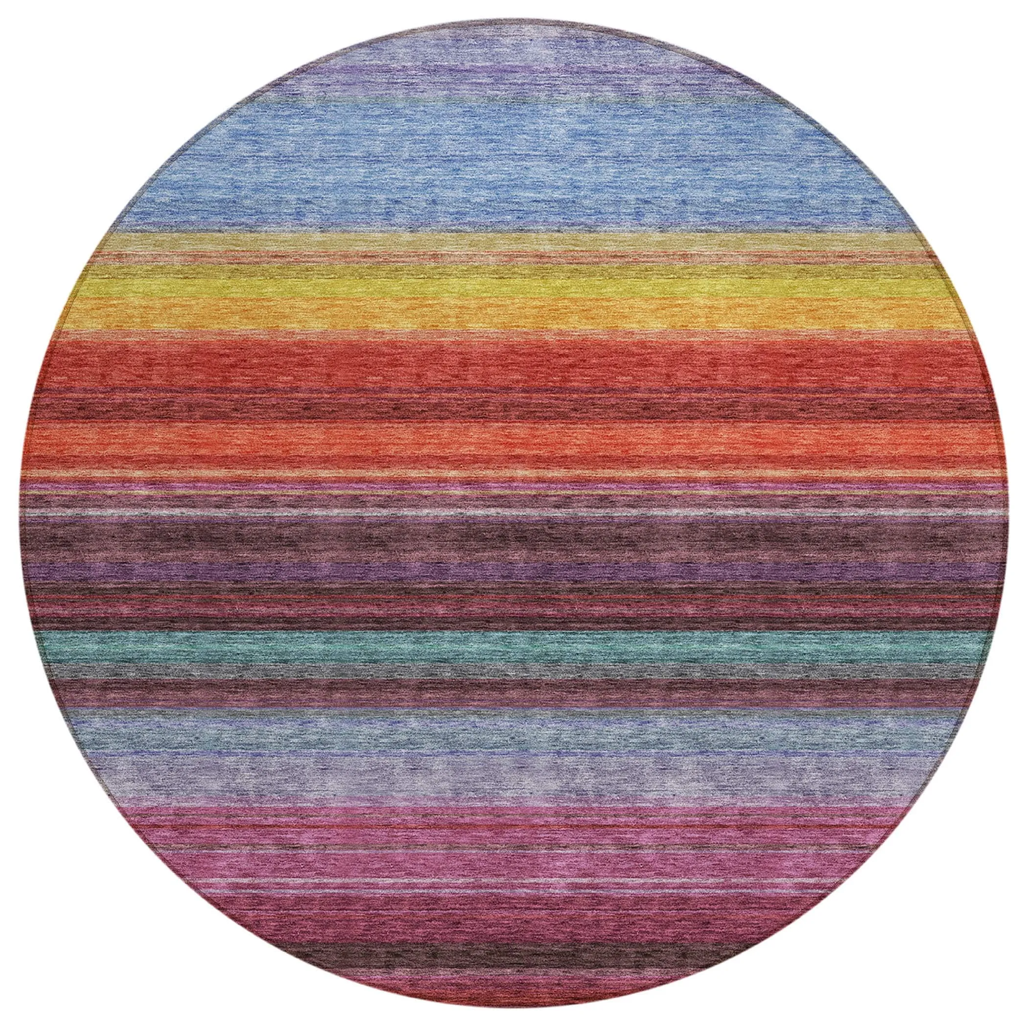 Machine Washable Indoor/ Outdoor Ombre Stripes Chantille Rug