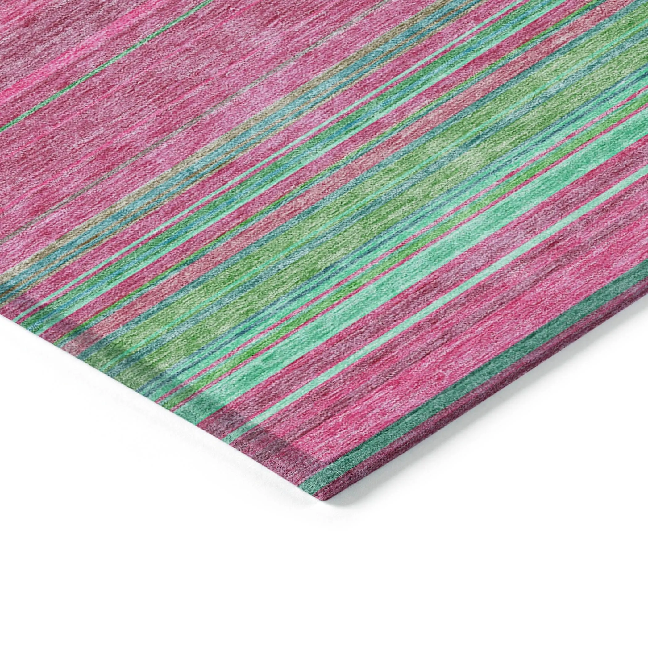 Machine Washable Indoor/ Outdoor Ombre Stripes Chantille Rug
