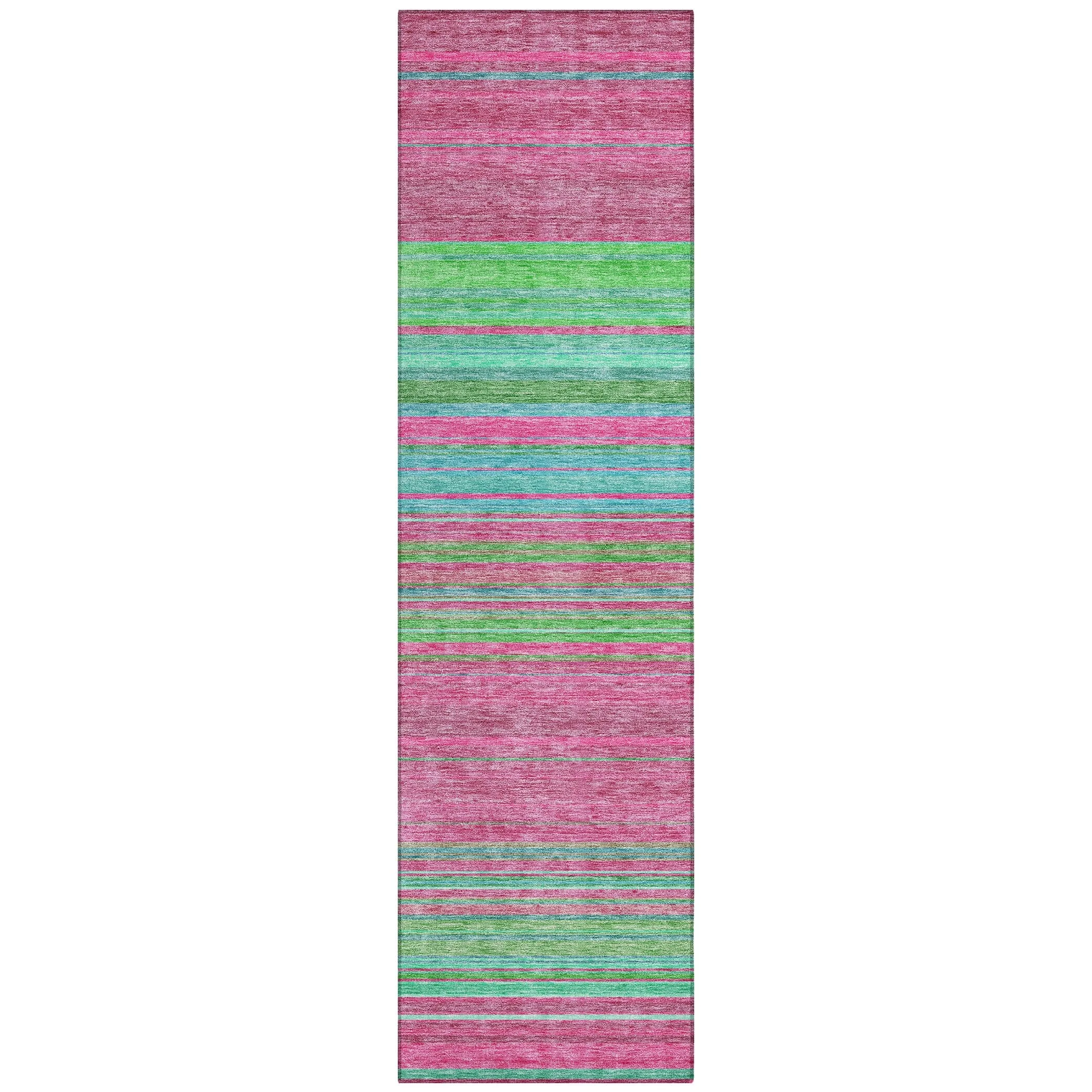 Machine Washable Indoor/ Outdoor Ombre Stripes Chantille Rug