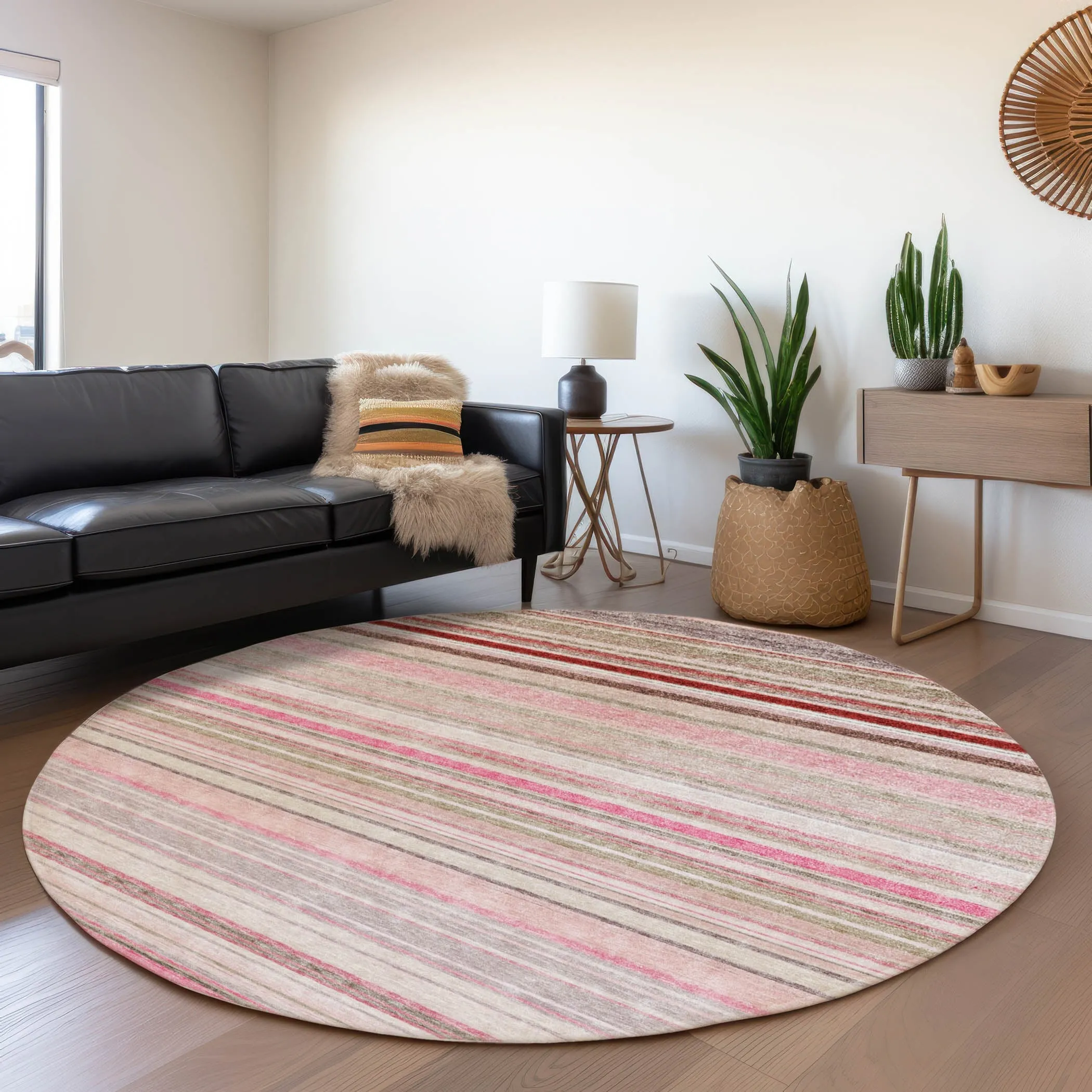 Machine Washable Indoor/ Outdoor Ombre Stripes Chantille Rug