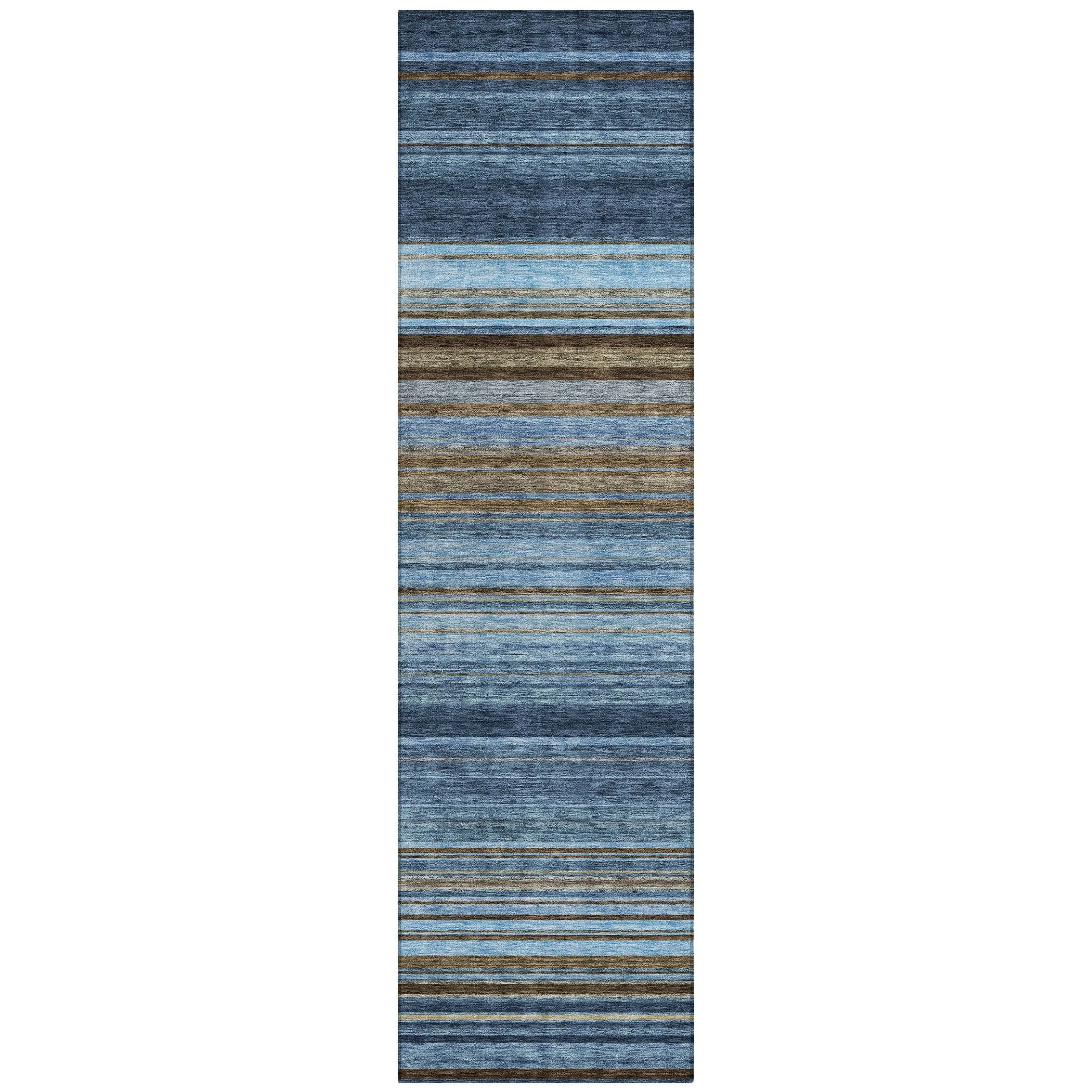 Machine Washable Indoor/ Outdoor Ombre Stripes Chantille Rug