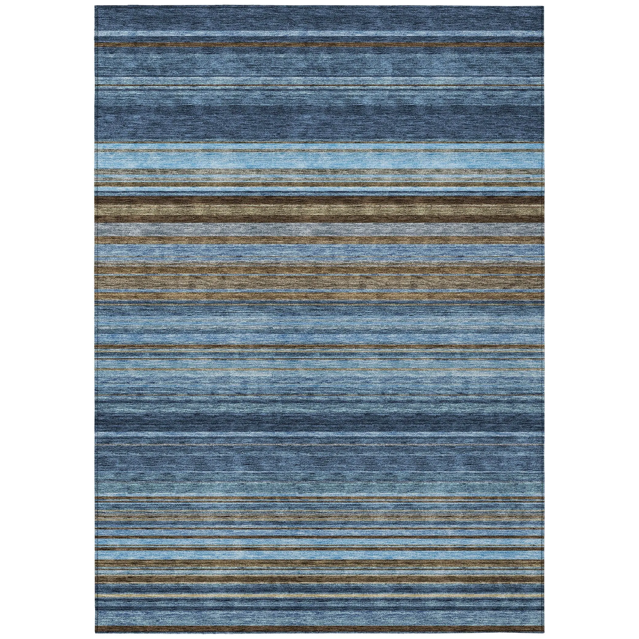 Machine Washable Indoor/ Outdoor Ombre Stripes Chantille Rug