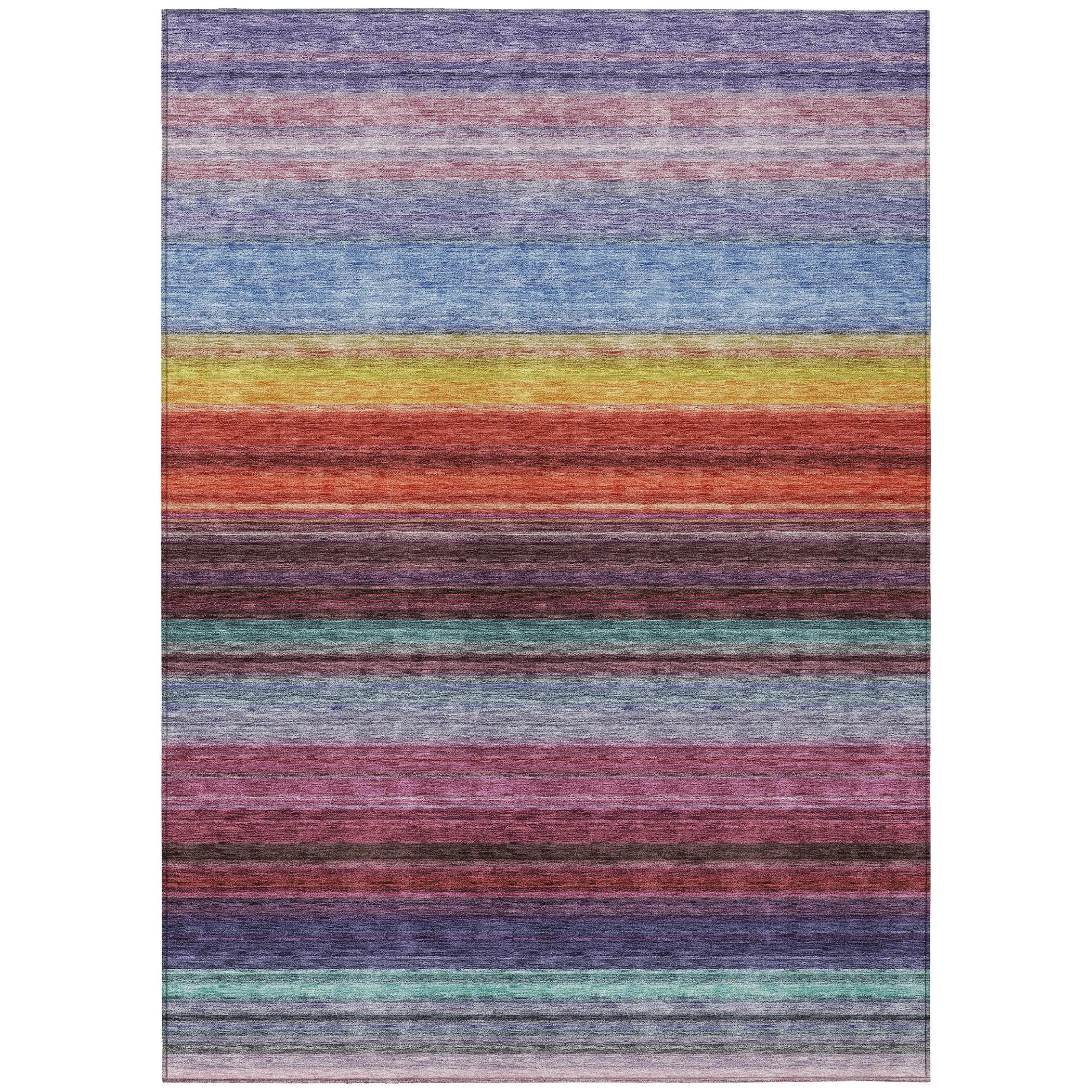 Machine Washable Indoor/ Outdoor Ombre Stripes Chantille Rug