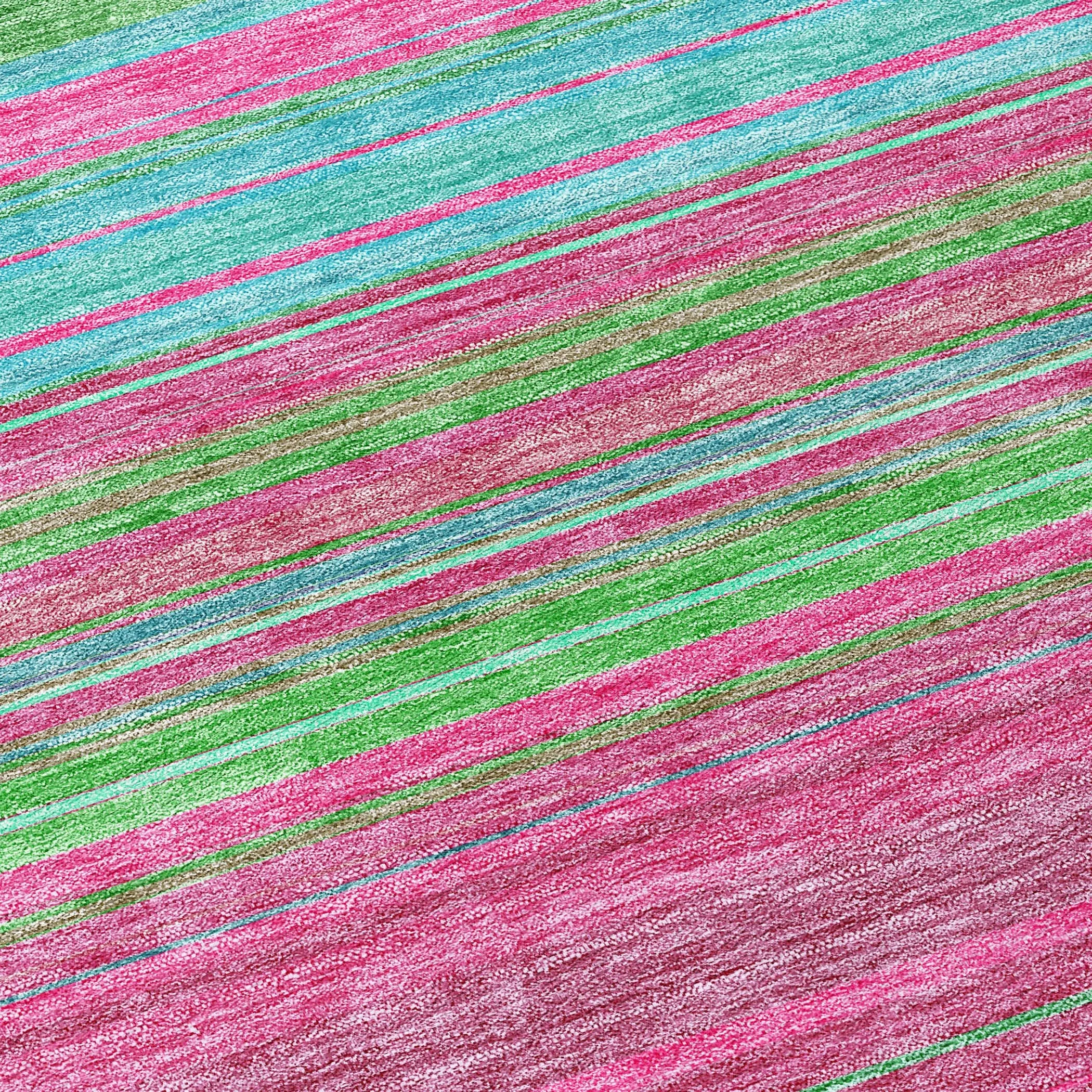 Machine Washable Indoor/ Outdoor Ombre Stripes Chantille Rug