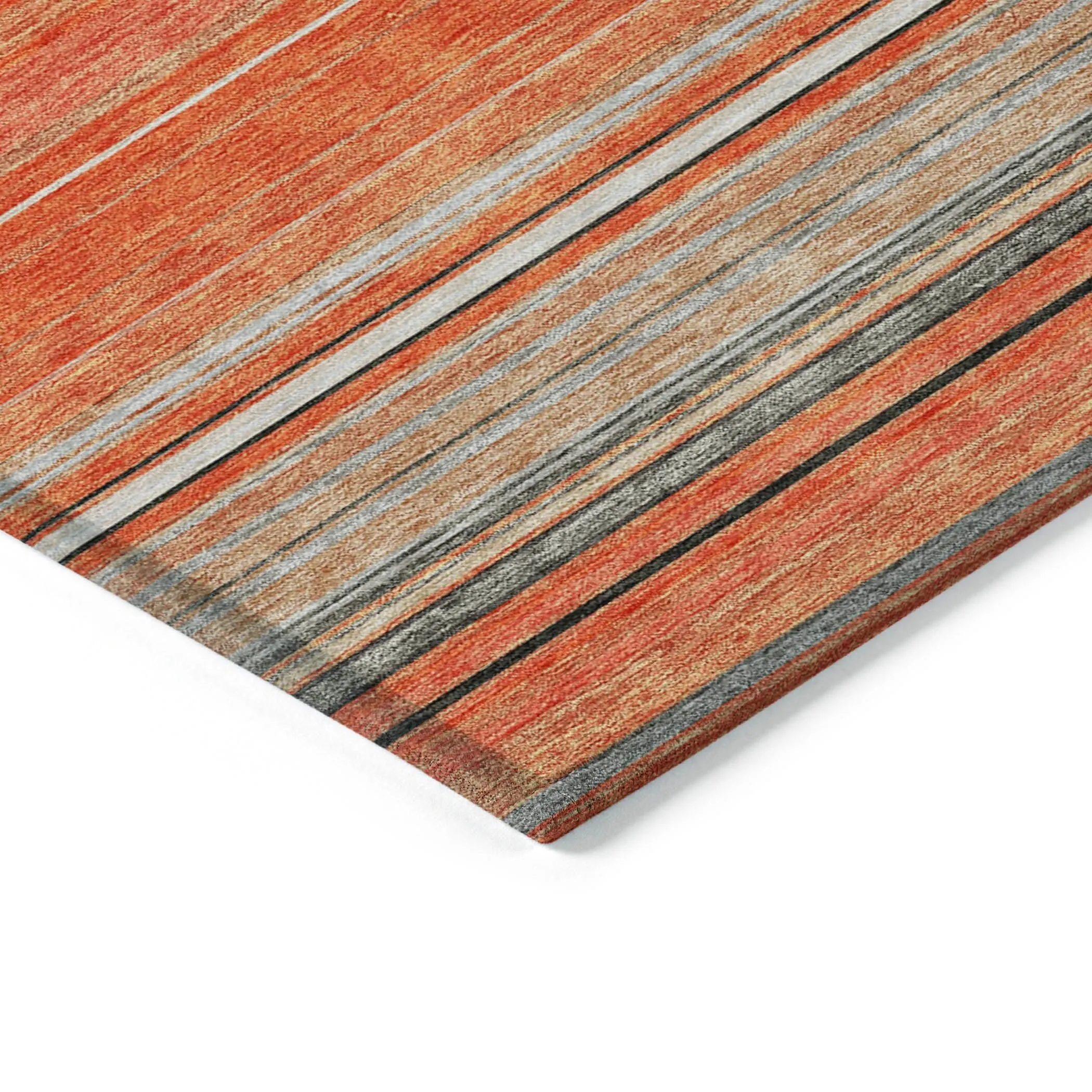 Machine Washable Indoor/ Outdoor Ombre Stripes Chantille Rug