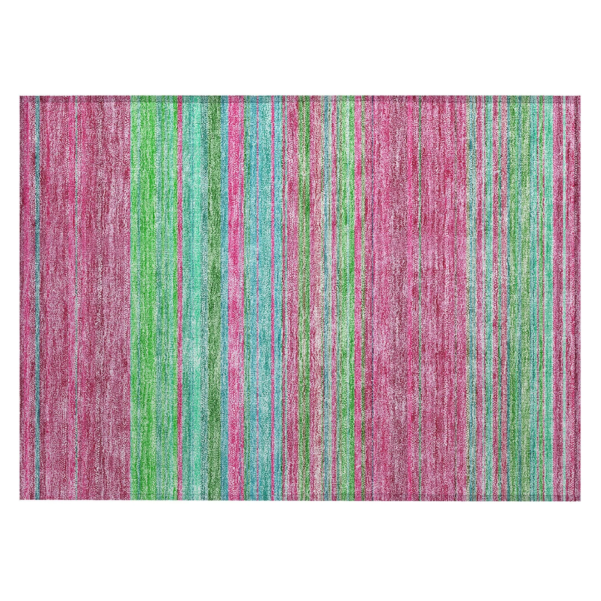 Machine Washable Indoor/ Outdoor Ombre Stripes Chantille Rug