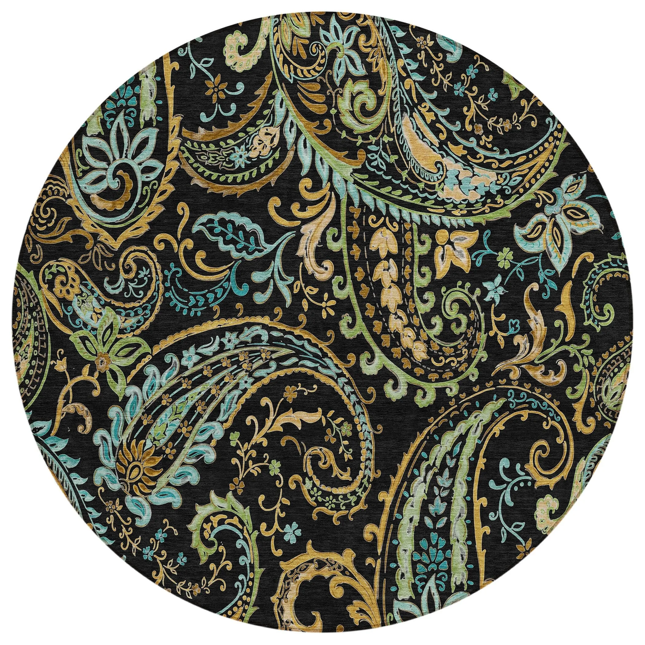 Machine Washable Indoor/ Outdoor Paisley Chantille Rug