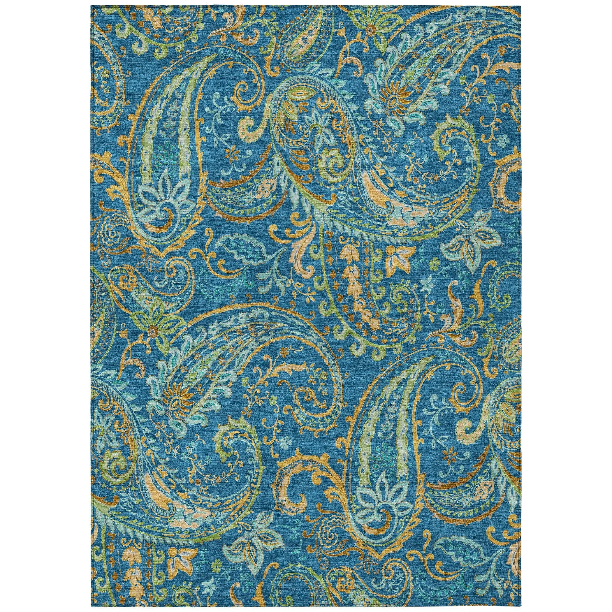 Machine Washable Indoor/ Outdoor Paisley Chantille Rug