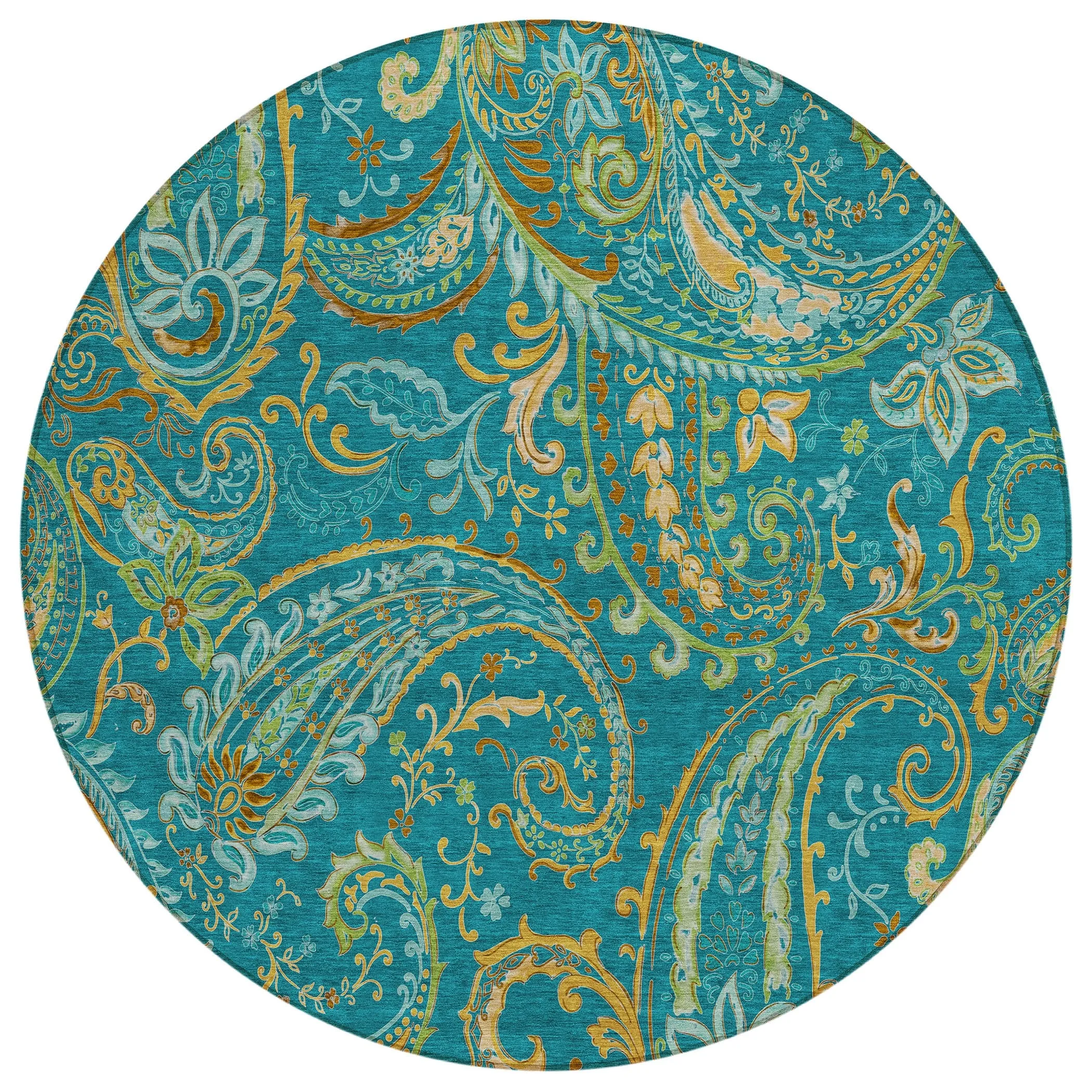 Machine Washable Indoor/ Outdoor Paisley Chantille Rug