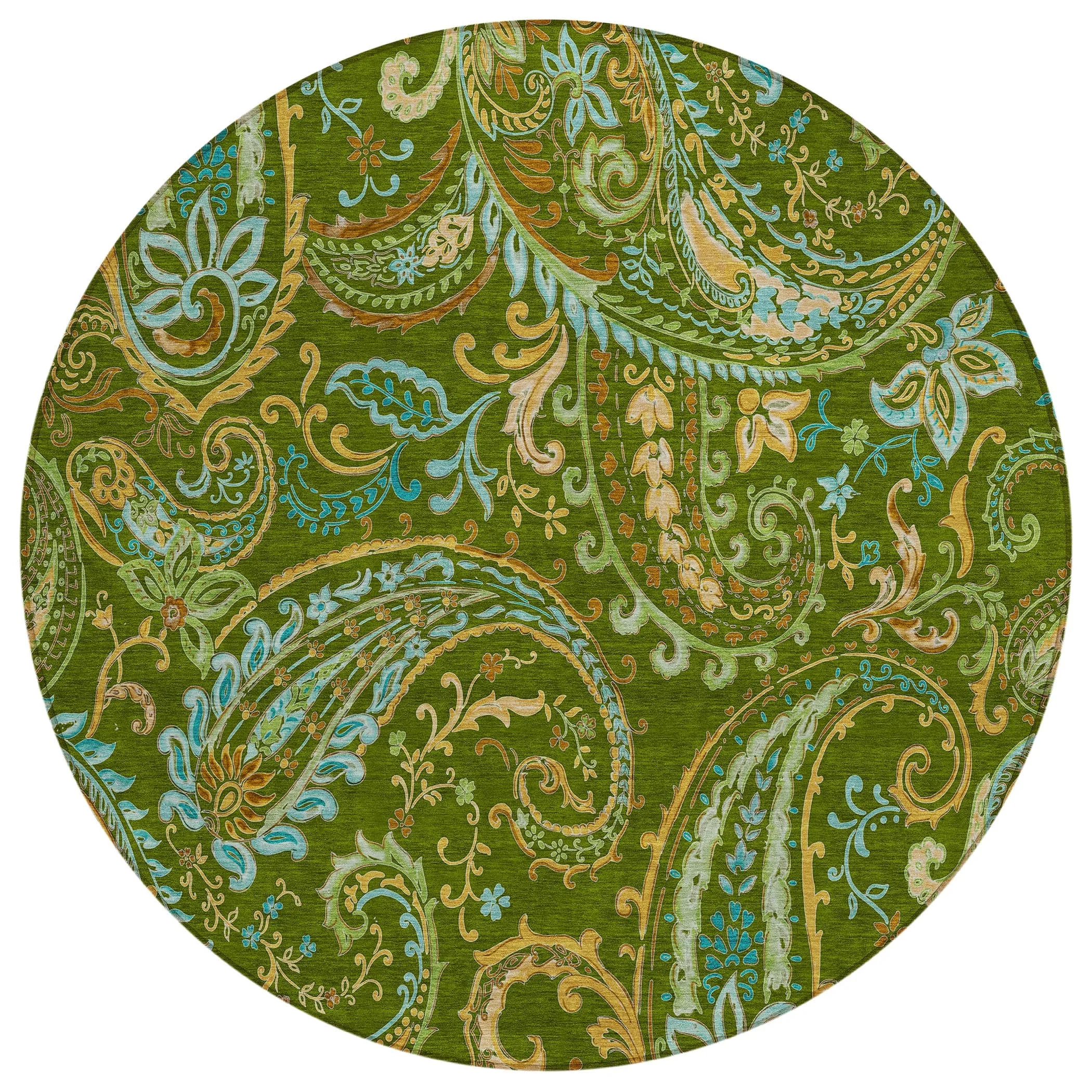 Machine Washable Indoor/ Outdoor Paisley Chantille Rug