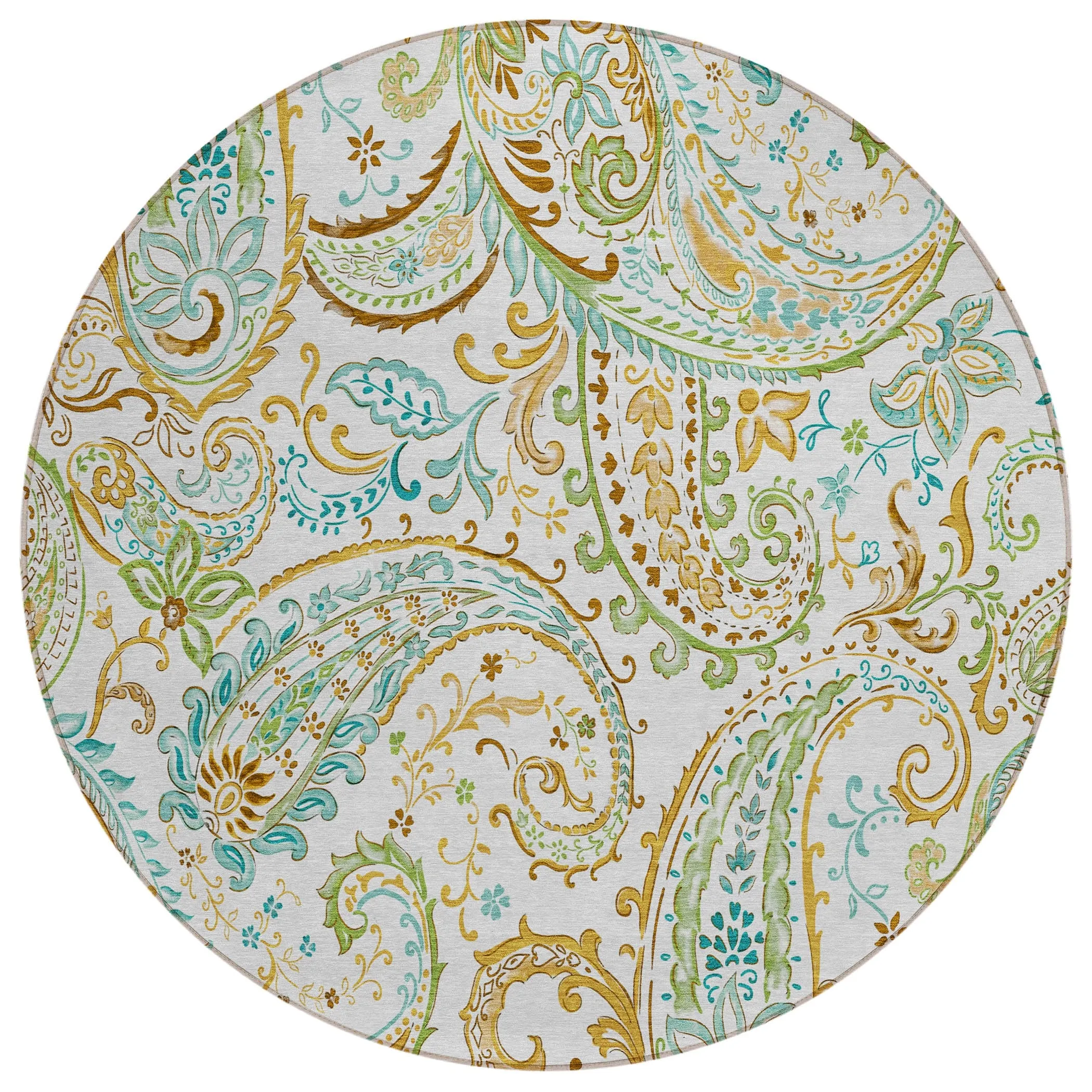Machine Washable Indoor/ Outdoor Paisley Chantille Rug