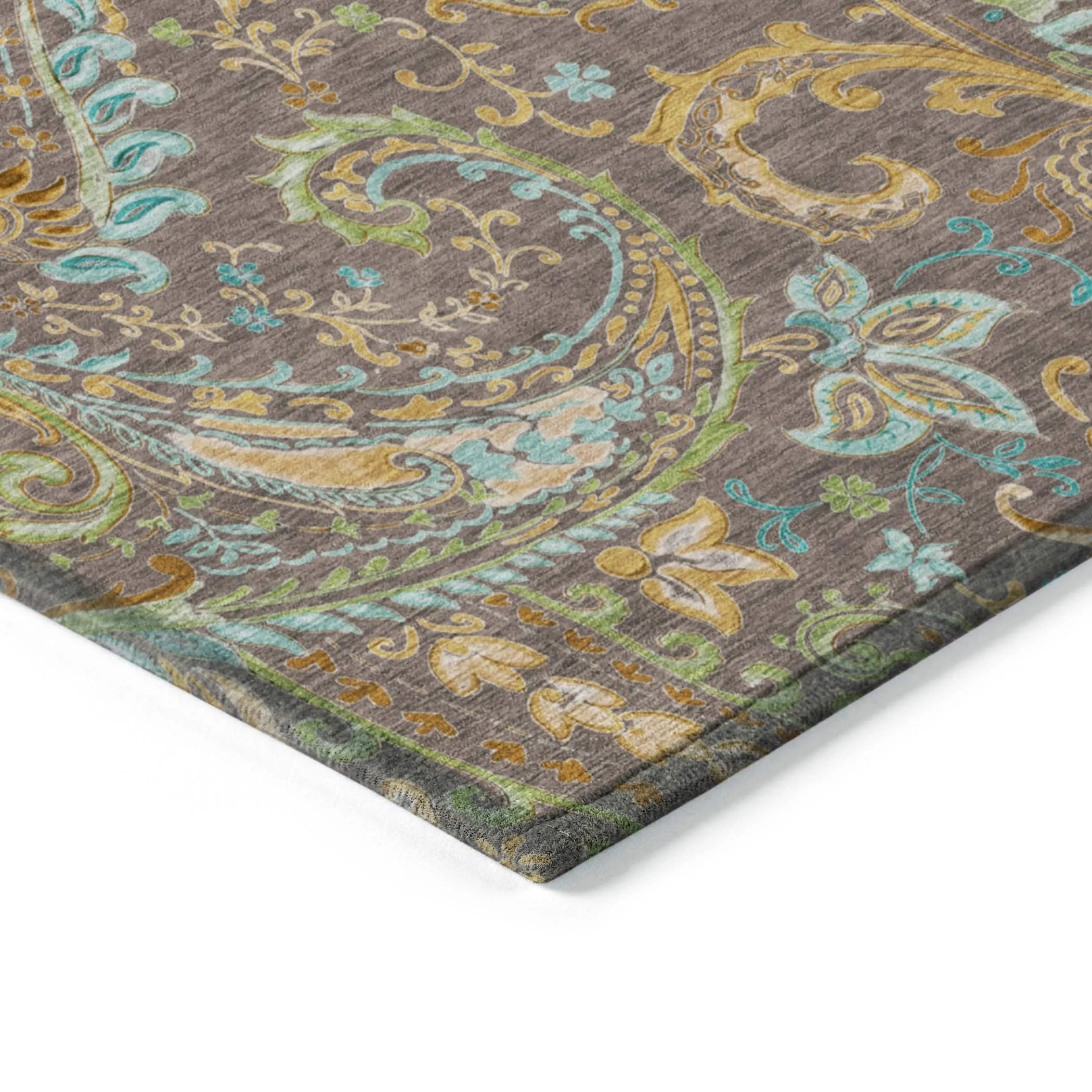 Machine Washable Indoor/ Outdoor Paisley Chantille Rug