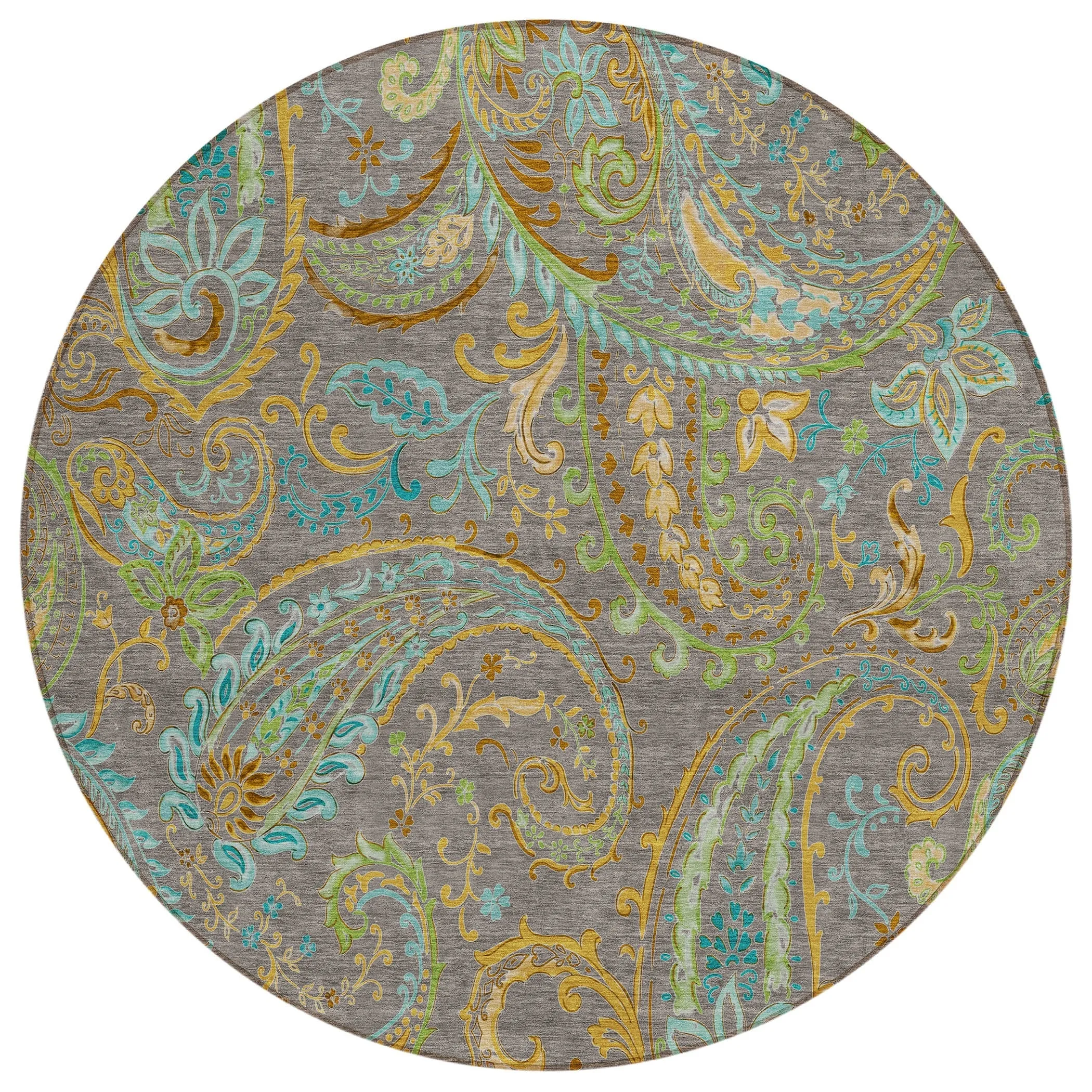 Machine Washable Indoor/ Outdoor Paisley Chantille Rug