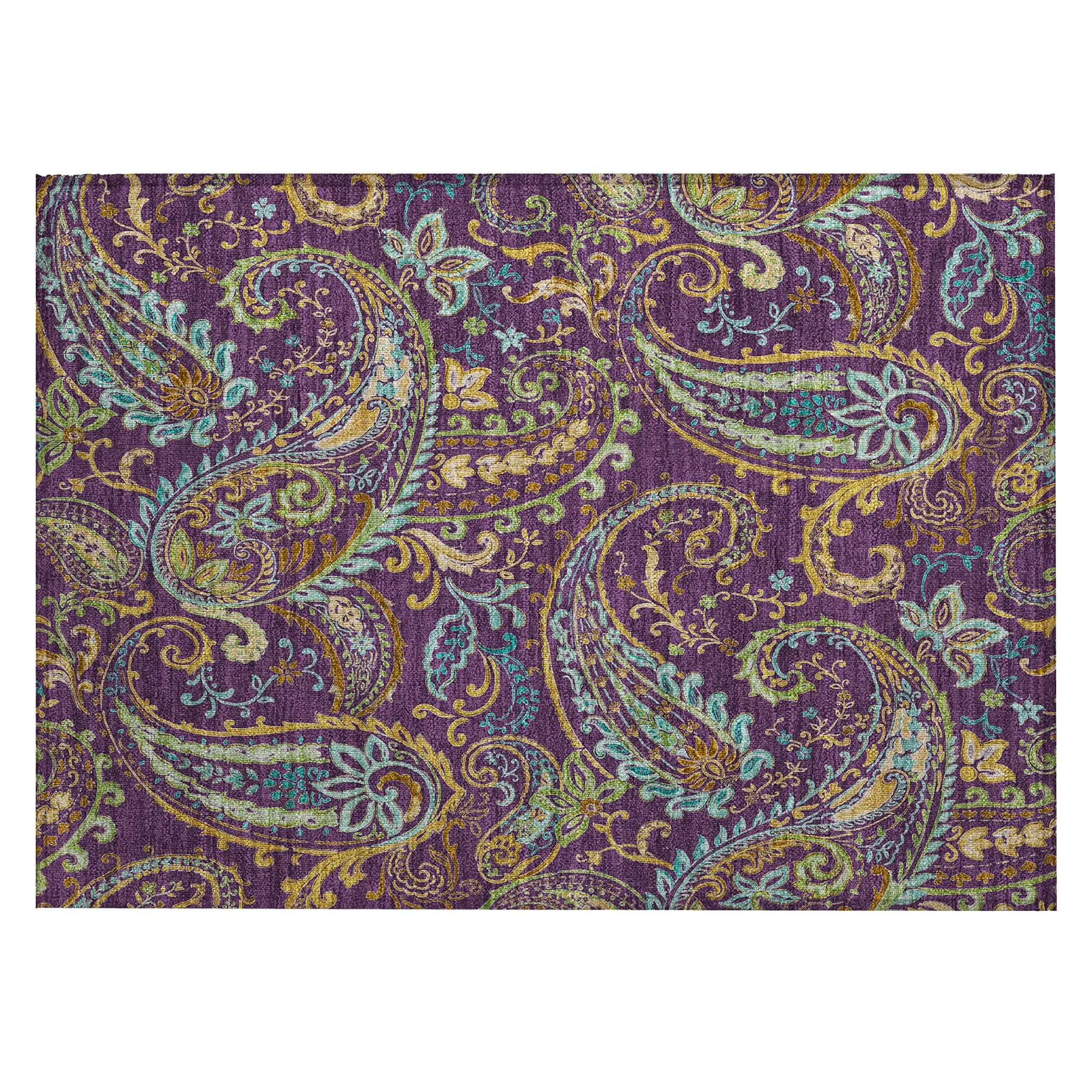Machine Washable Indoor/ Outdoor Paisley Chantille Rug