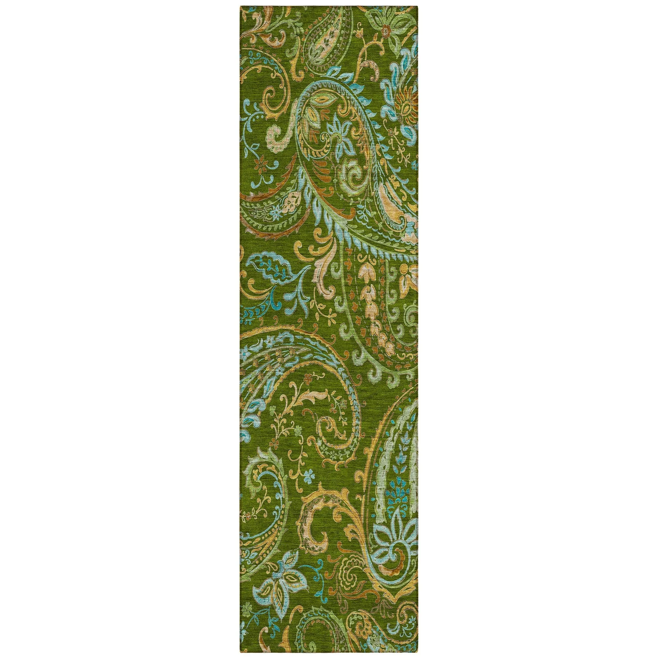 Machine Washable Indoor/ Outdoor Paisley Chantille Rug