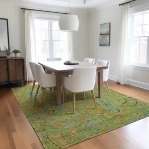 Machine Washable Indoor/ Outdoor Paisley Chantille Rug