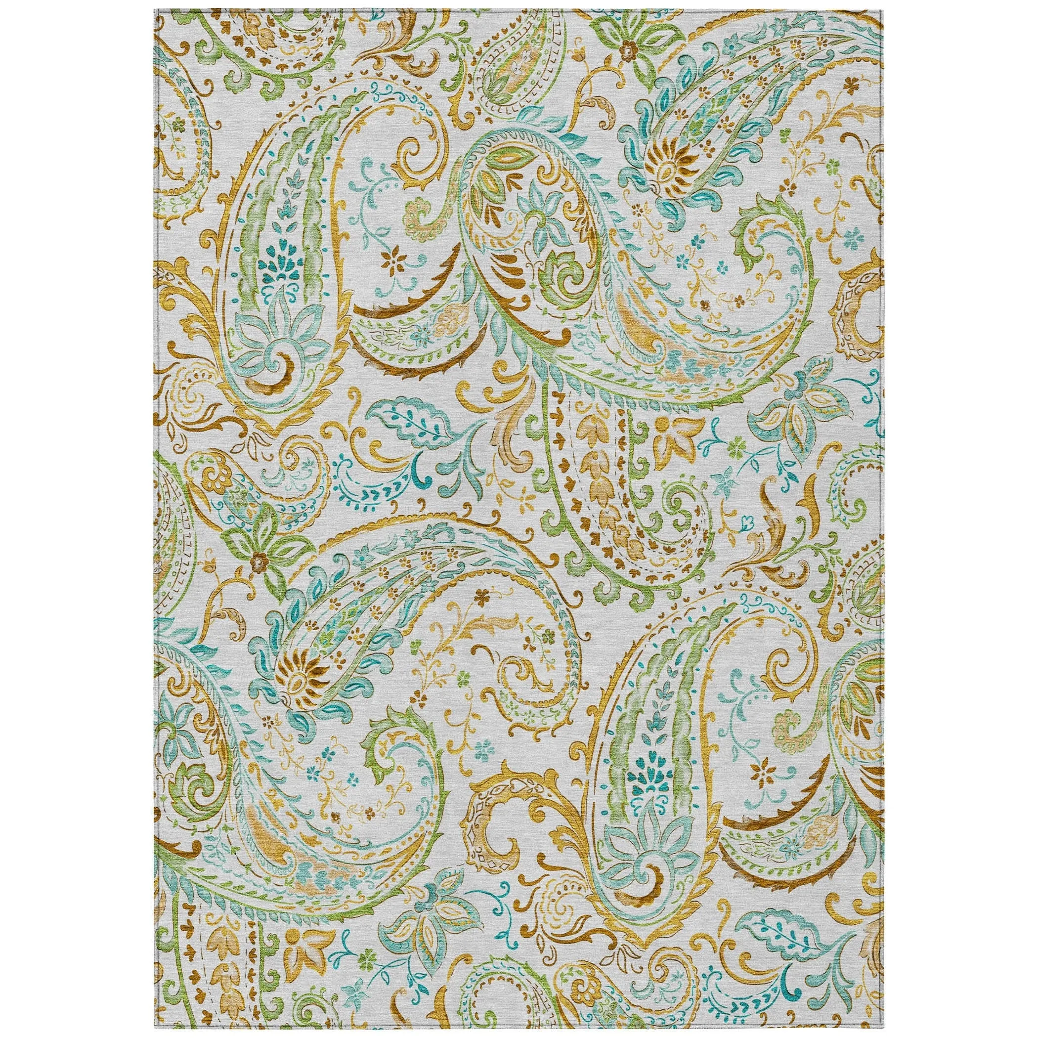 Machine Washable Indoor/ Outdoor Paisley Chantille Rug