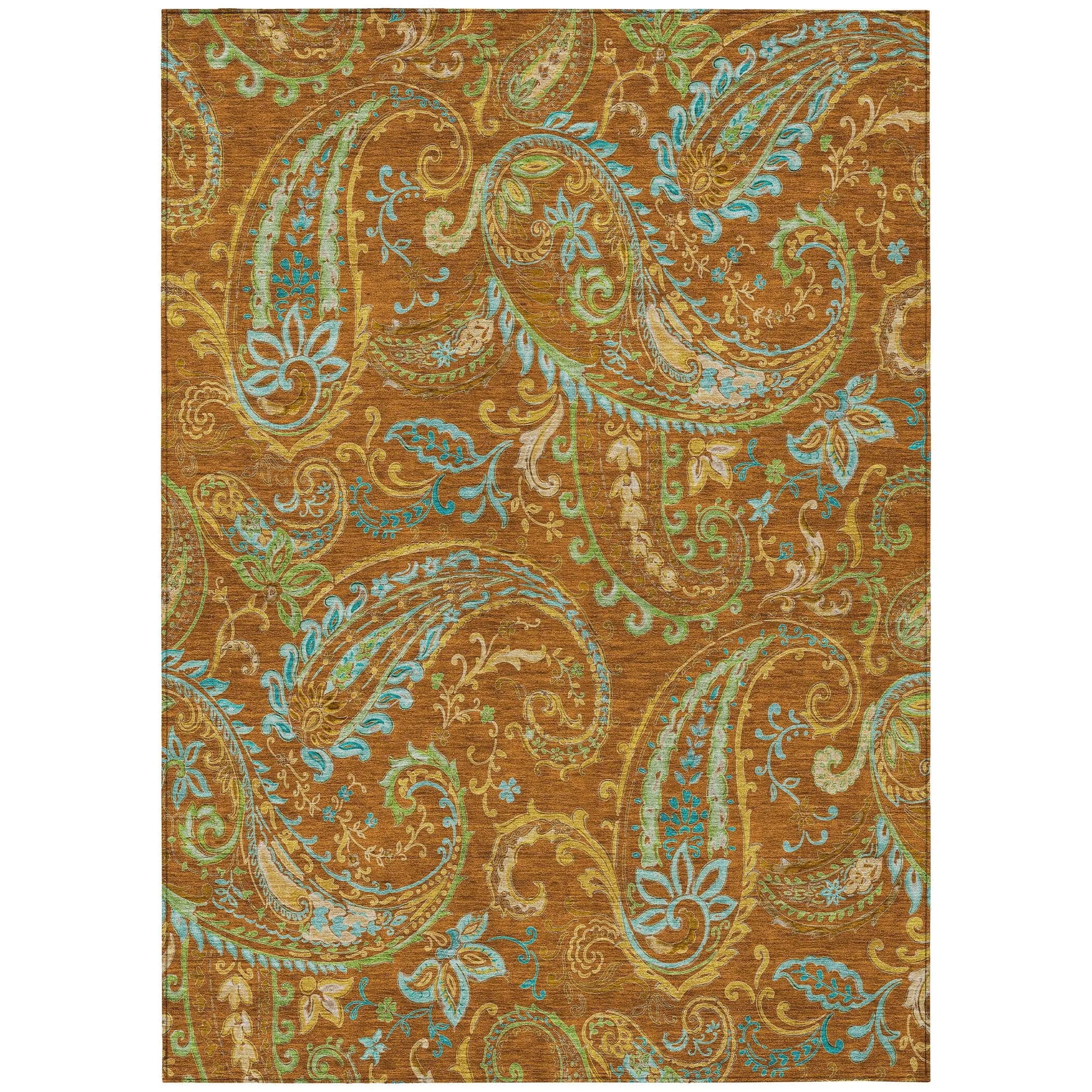 Machine Washable Indoor/ Outdoor Paisley Chantille Rug