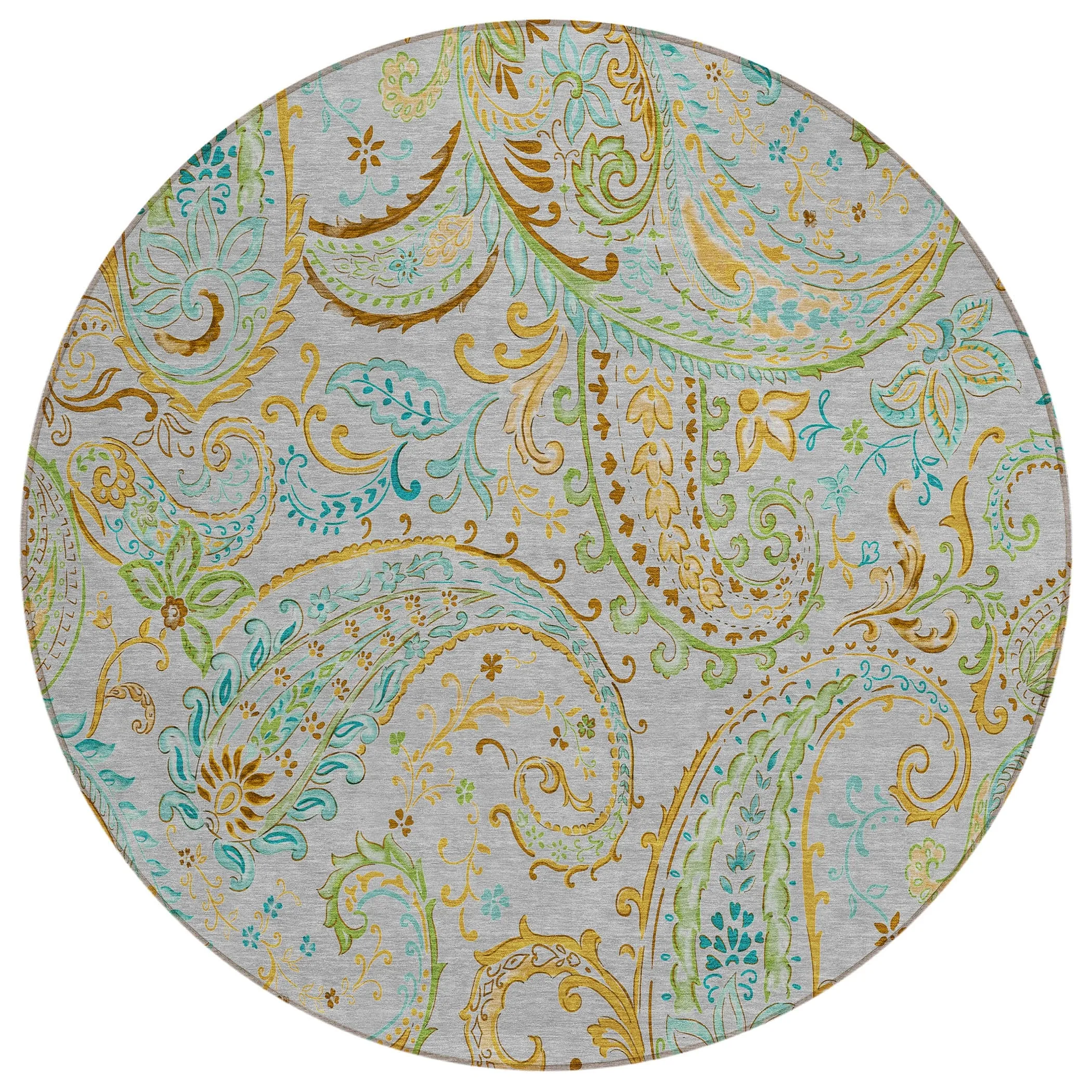 Machine Washable Indoor/ Outdoor Paisley Chantille Rug