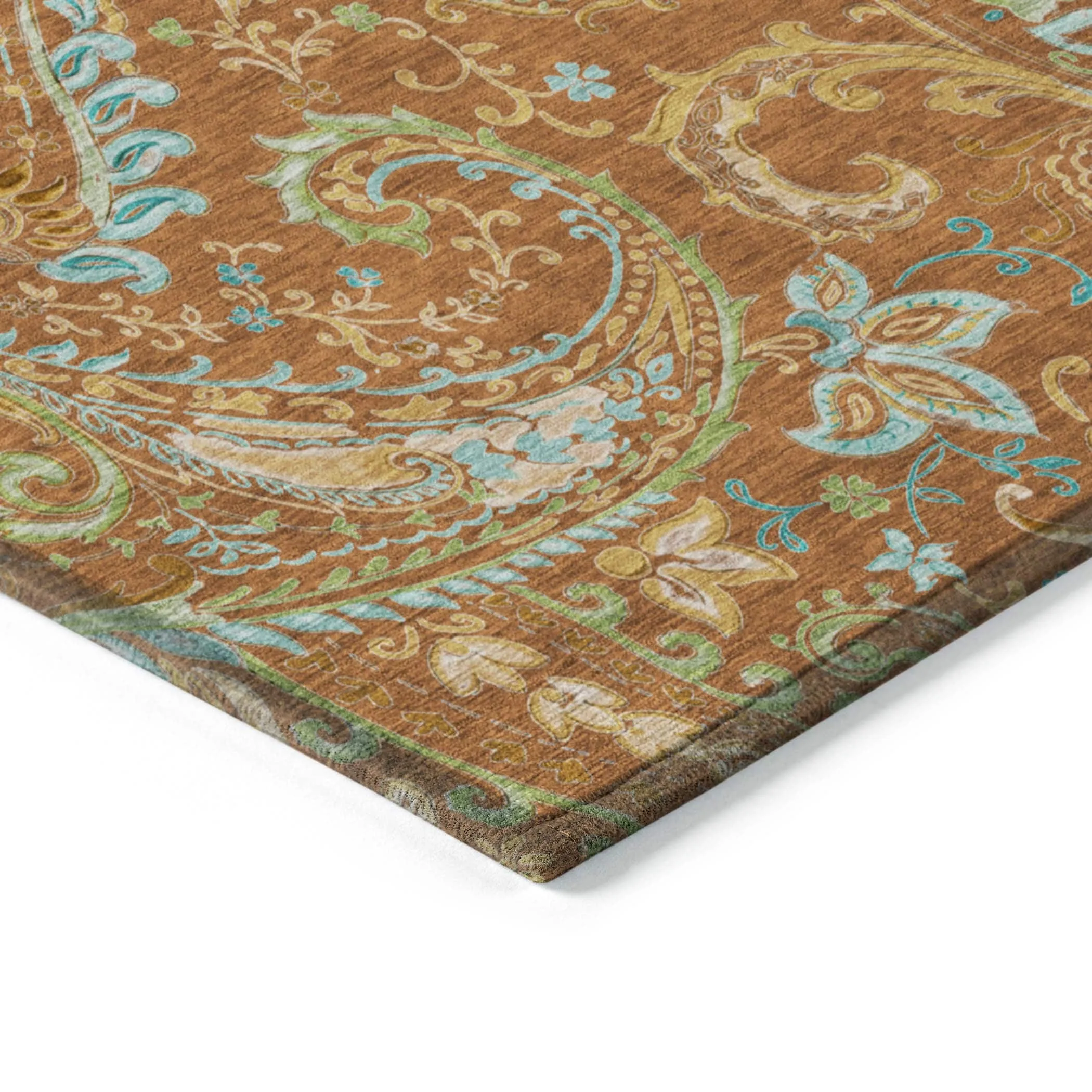 Machine Washable Indoor/ Outdoor Paisley Chantille Rug
