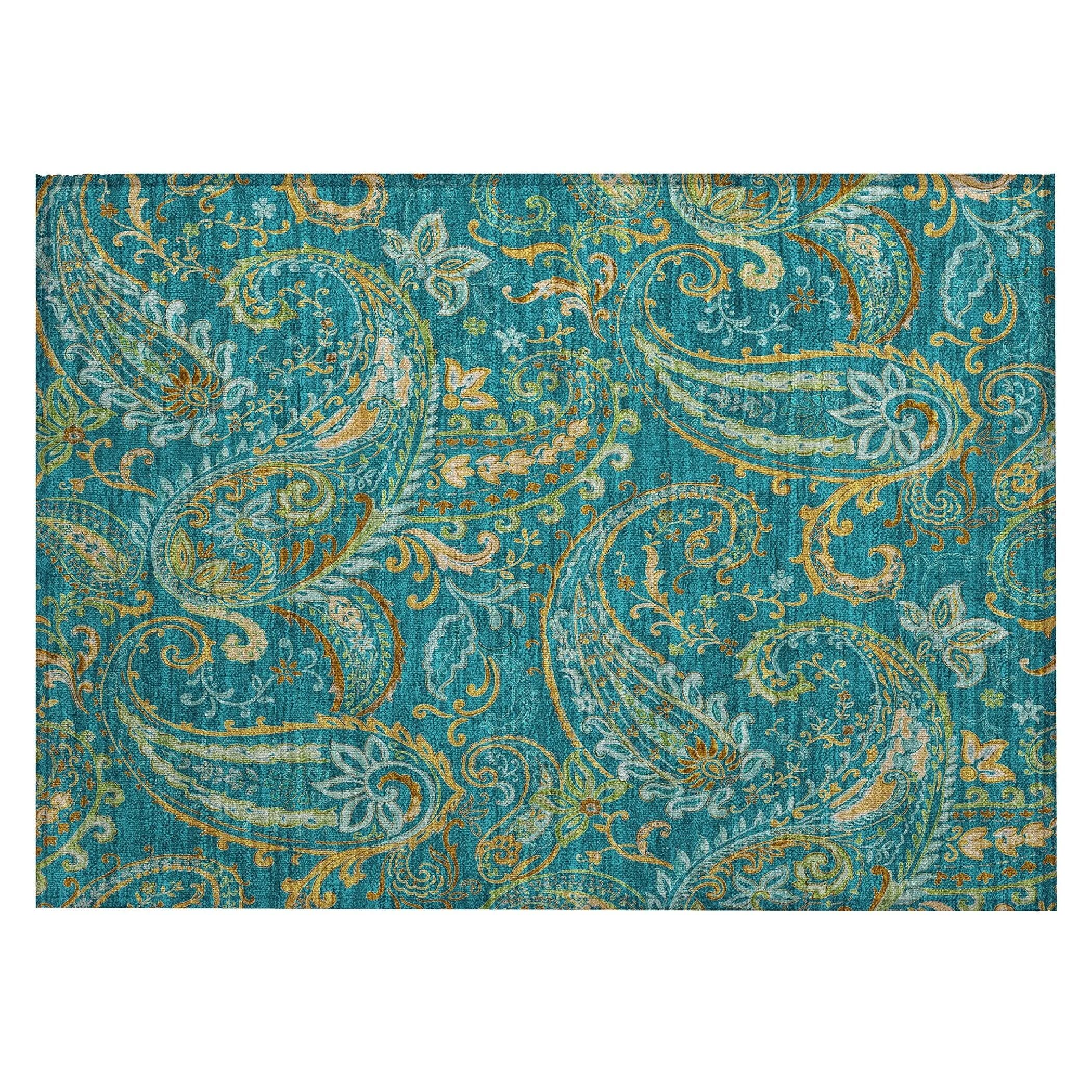 Machine Washable Indoor/ Outdoor Paisley Chantille Rug