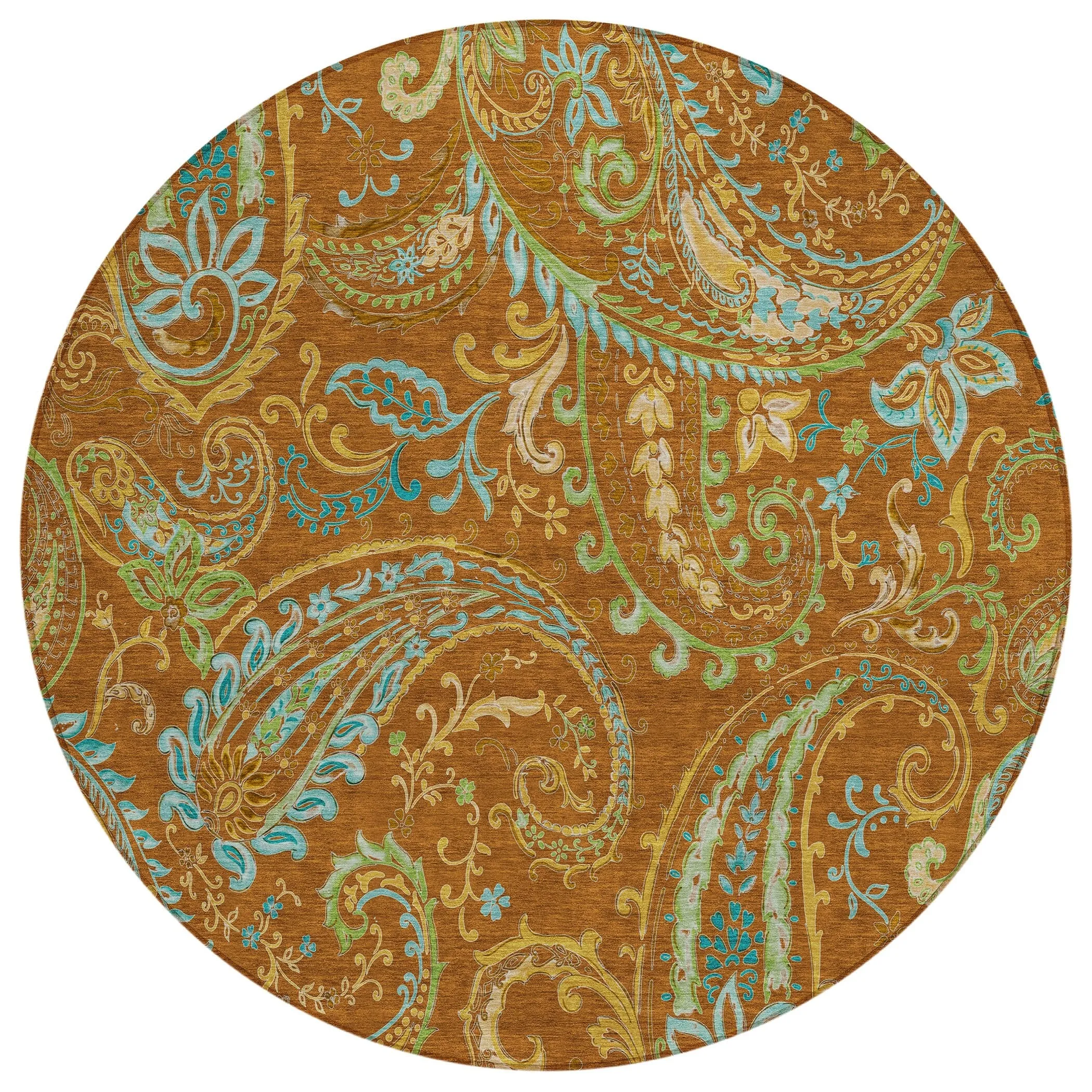 Machine Washable Indoor/ Outdoor Paisley Chantille Rug