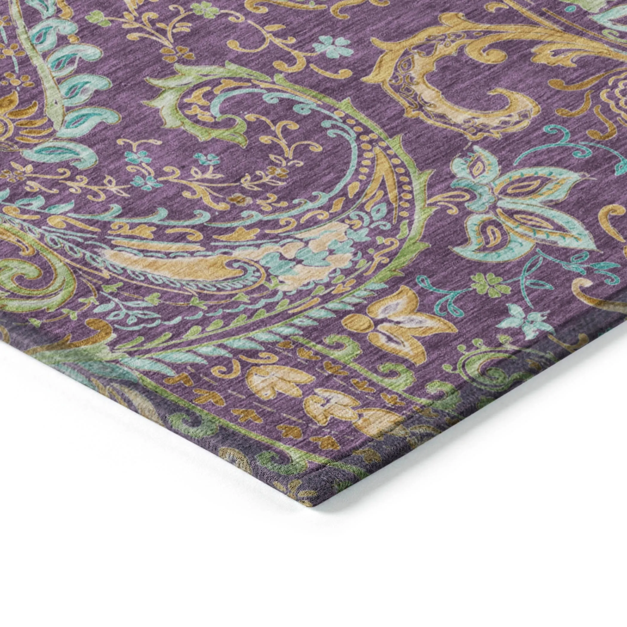 Machine Washable Indoor/ Outdoor Paisley Chantille Rug