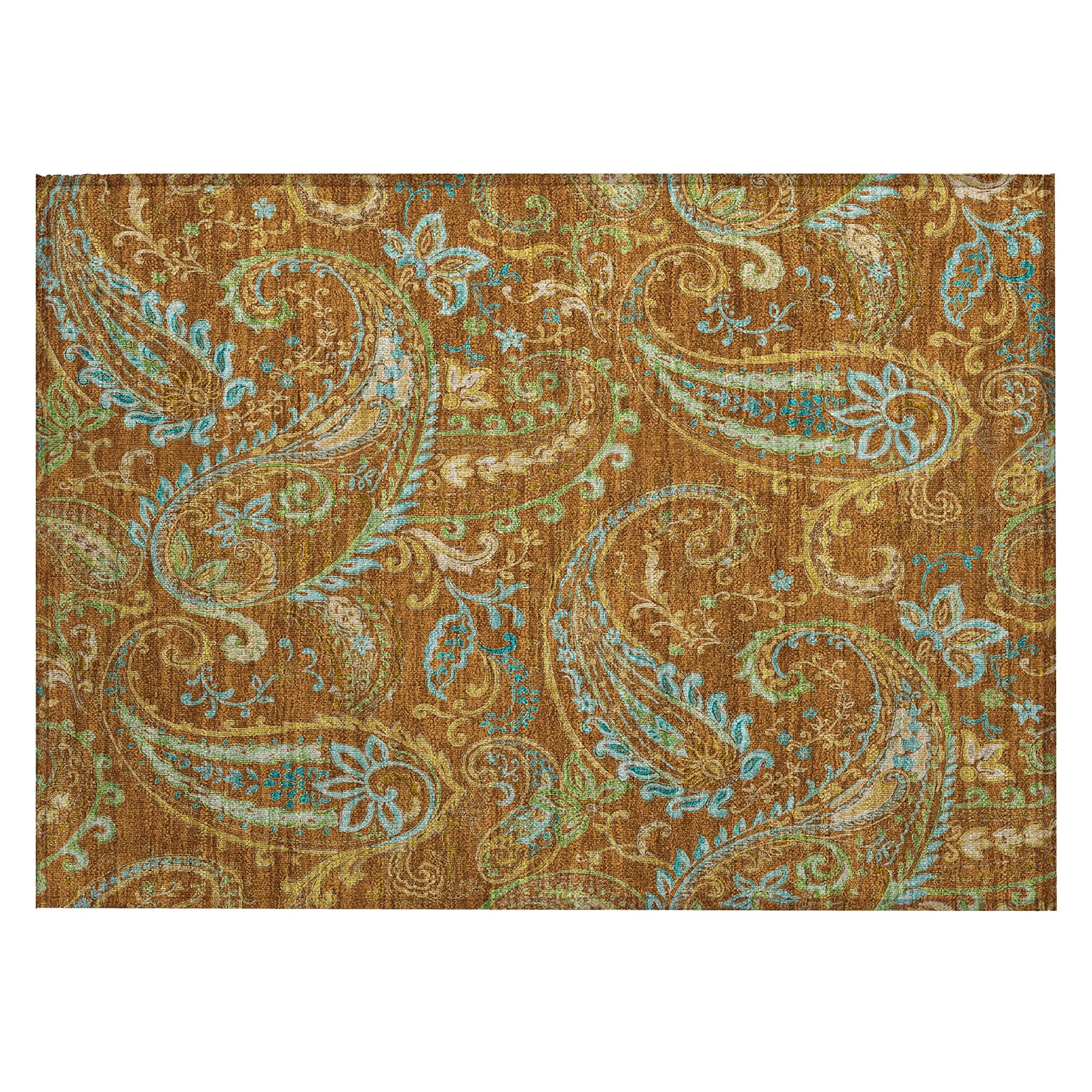 Machine Washable Indoor/ Outdoor Paisley Chantille Rug