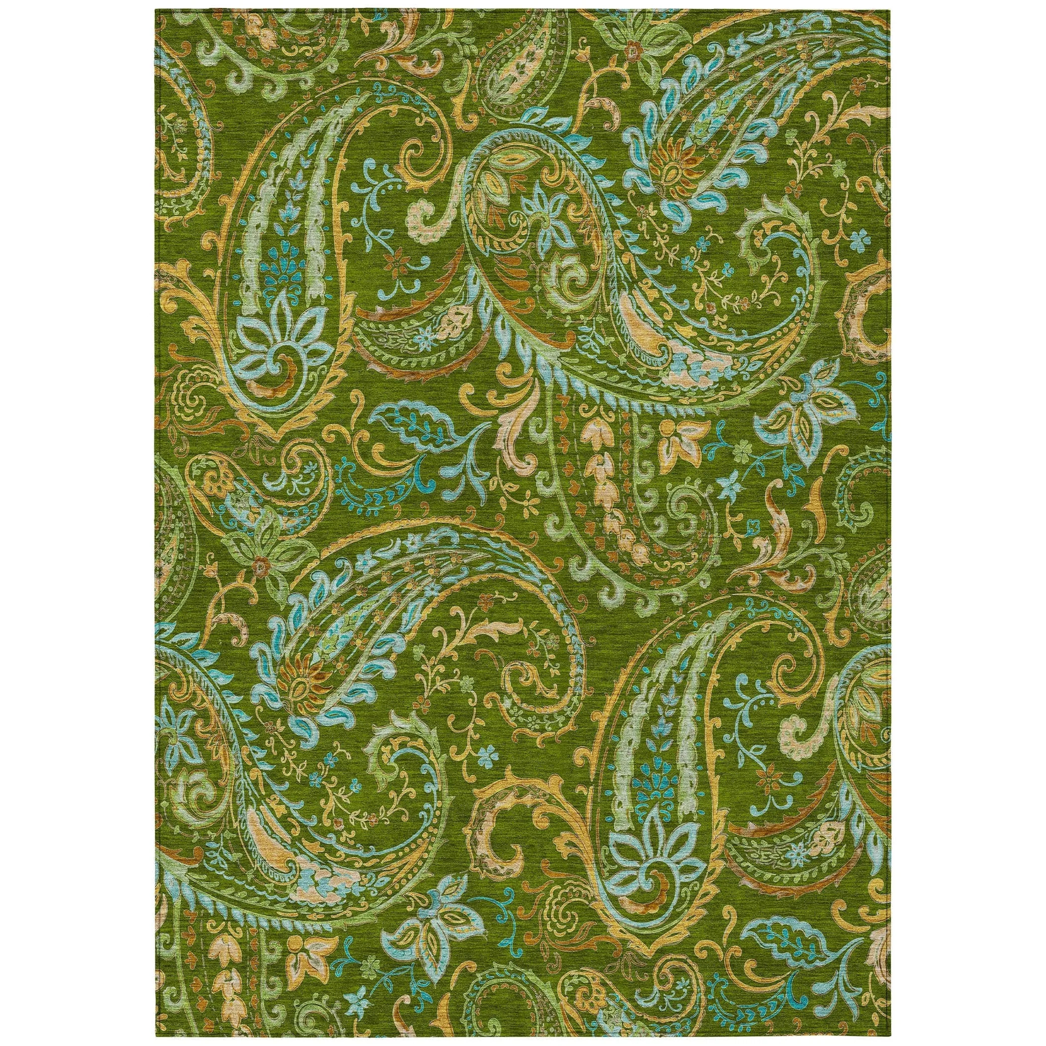 Machine Washable Indoor/ Outdoor Paisley Chantille Rug