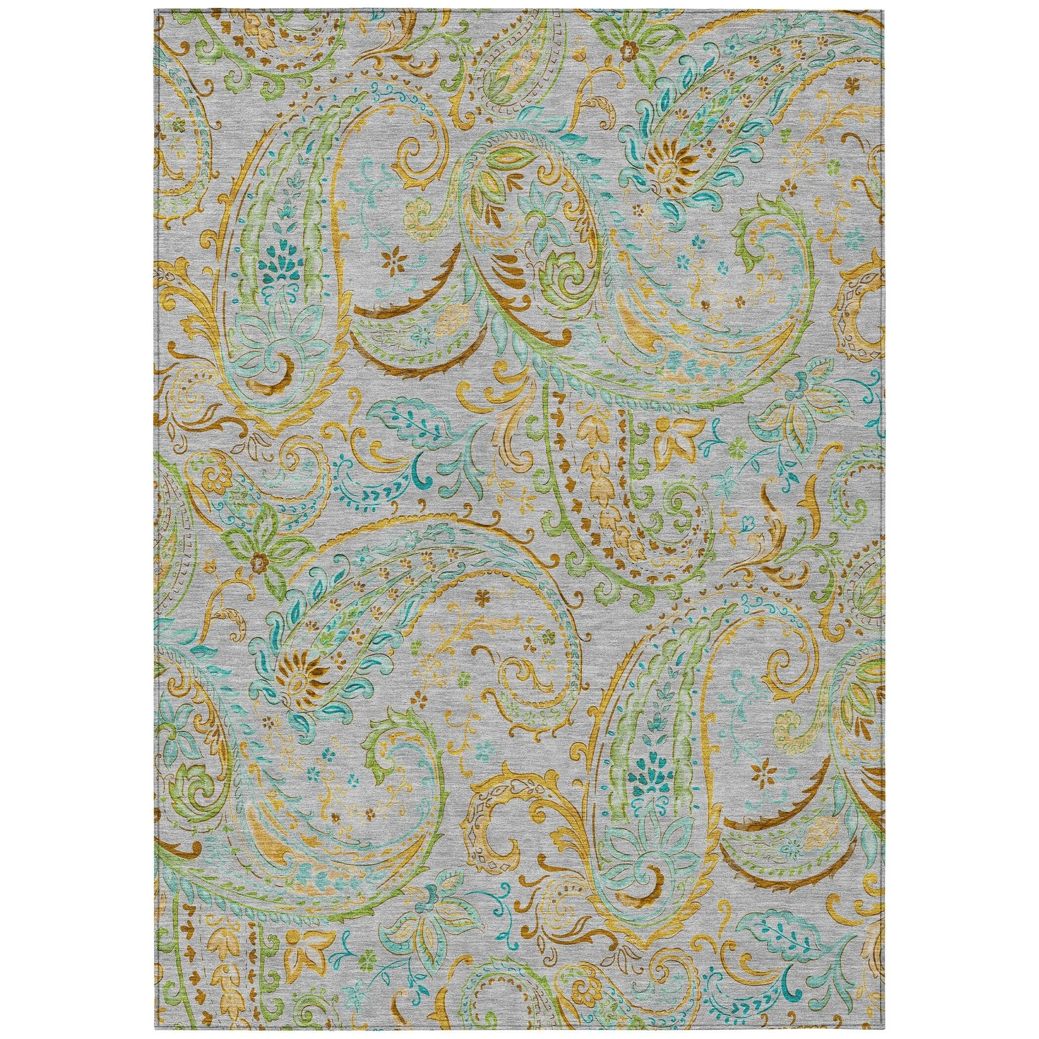 Machine Washable Indoor/ Outdoor Paisley Chantille Rug