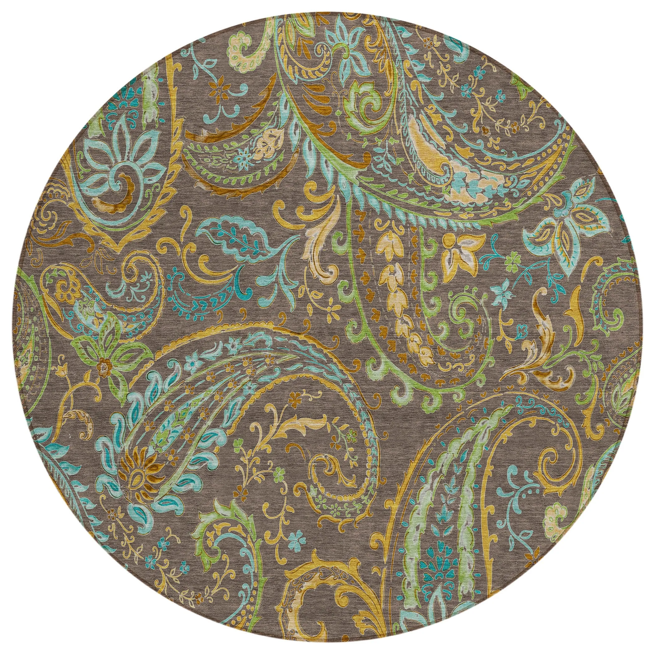 Machine Washable Indoor/ Outdoor Paisley Chantille Rug
