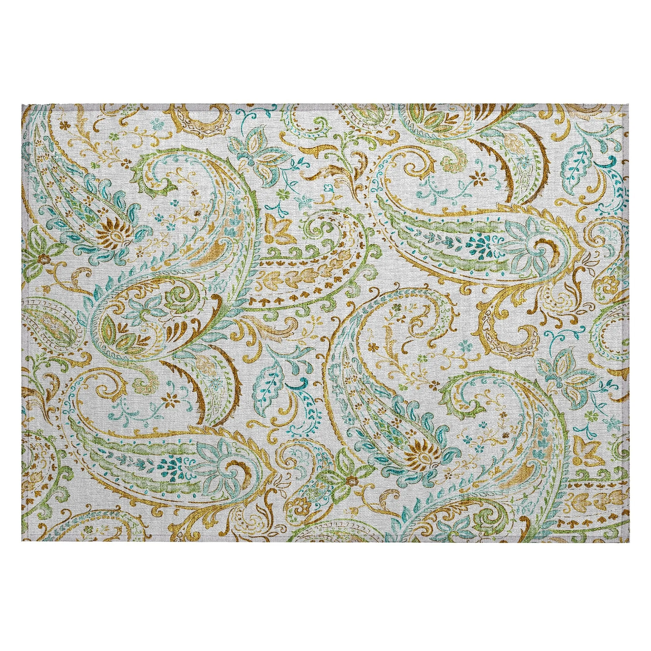 Machine Washable Indoor/ Outdoor Paisley Chantille Rug