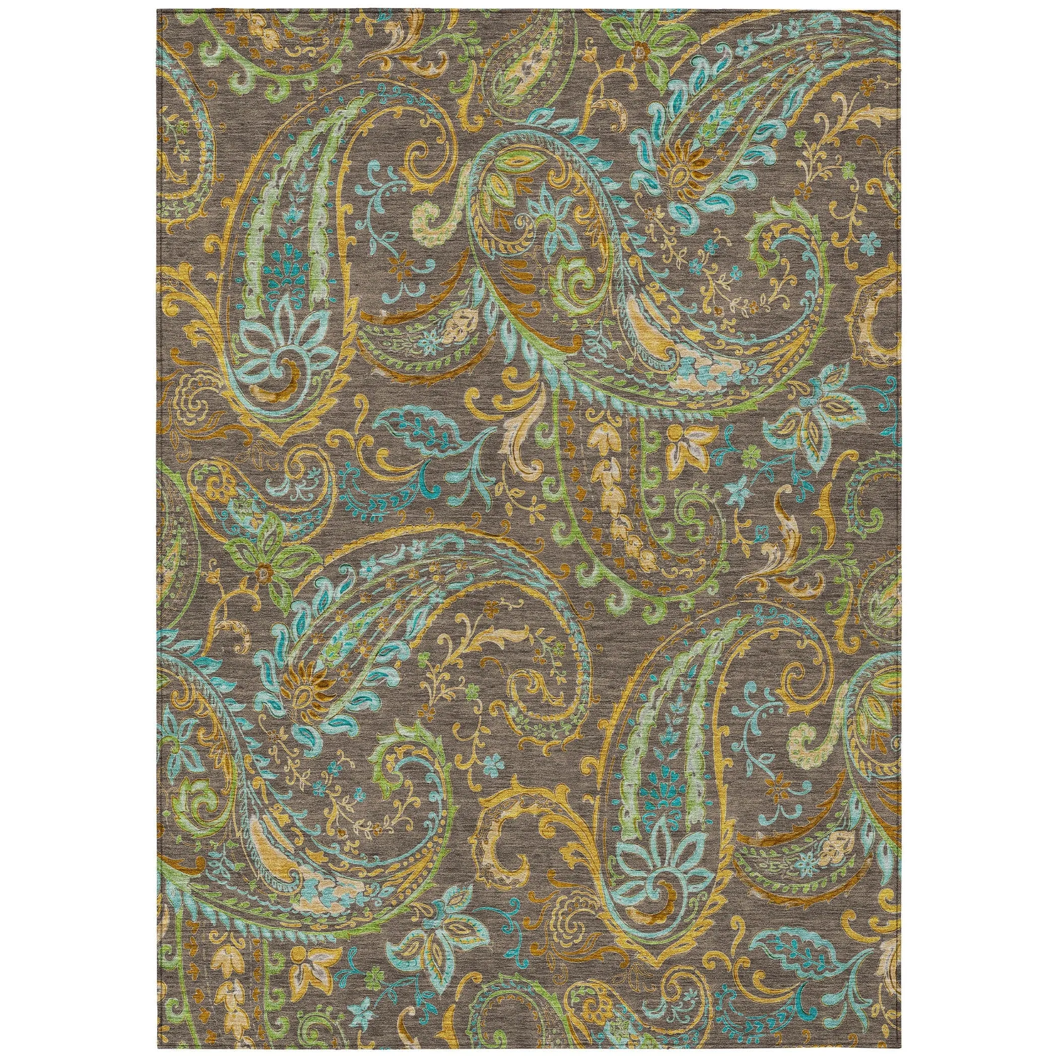 Machine Washable Indoor/ Outdoor Paisley Chantille Rug