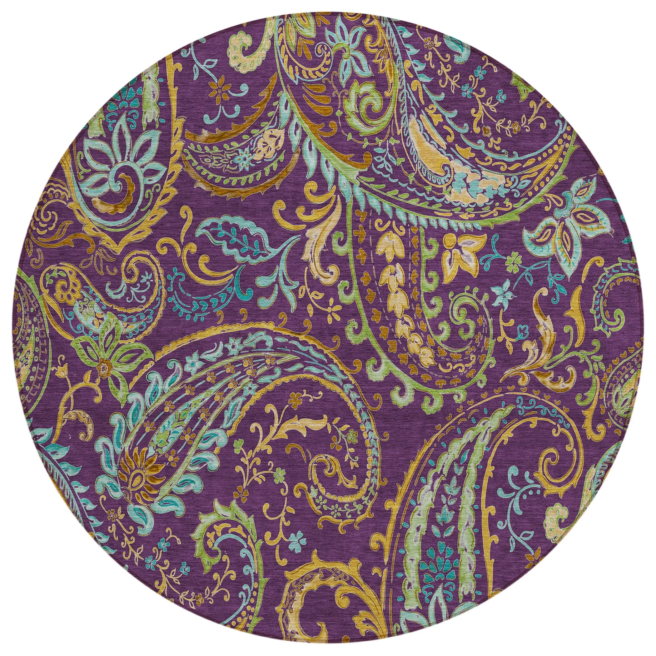 Machine Washable Indoor/ Outdoor Paisley Chantille Rug