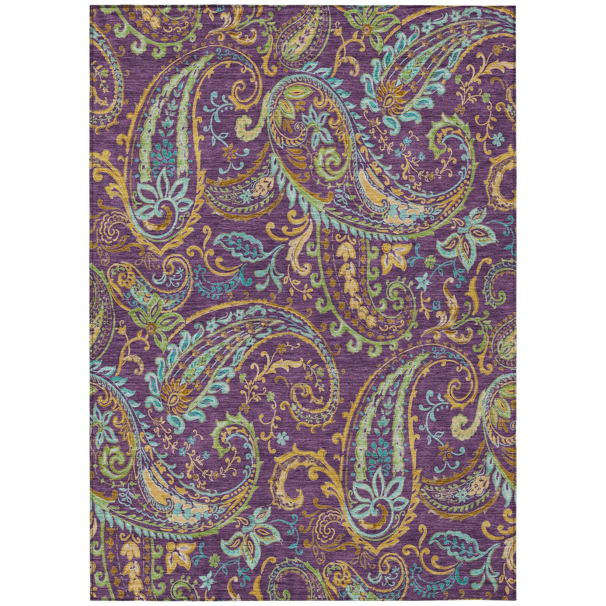 Machine Washable Indoor/ Outdoor Paisley Chantille Rug