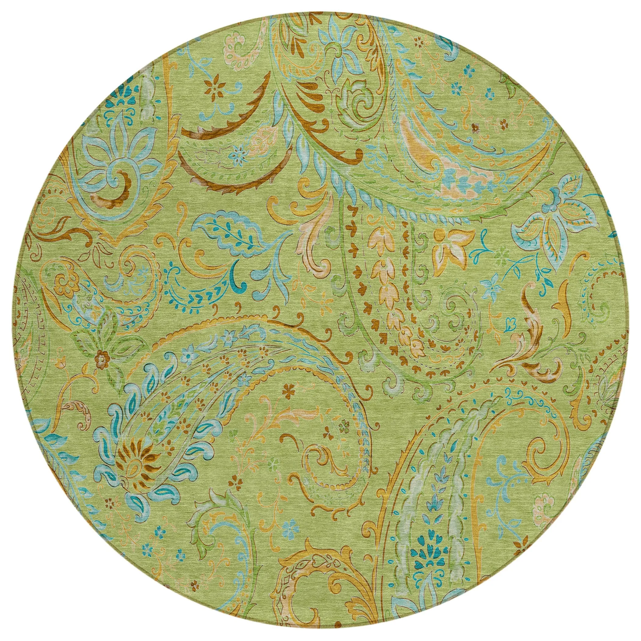 Machine Washable Indoor/ Outdoor Paisley Chantille Rug