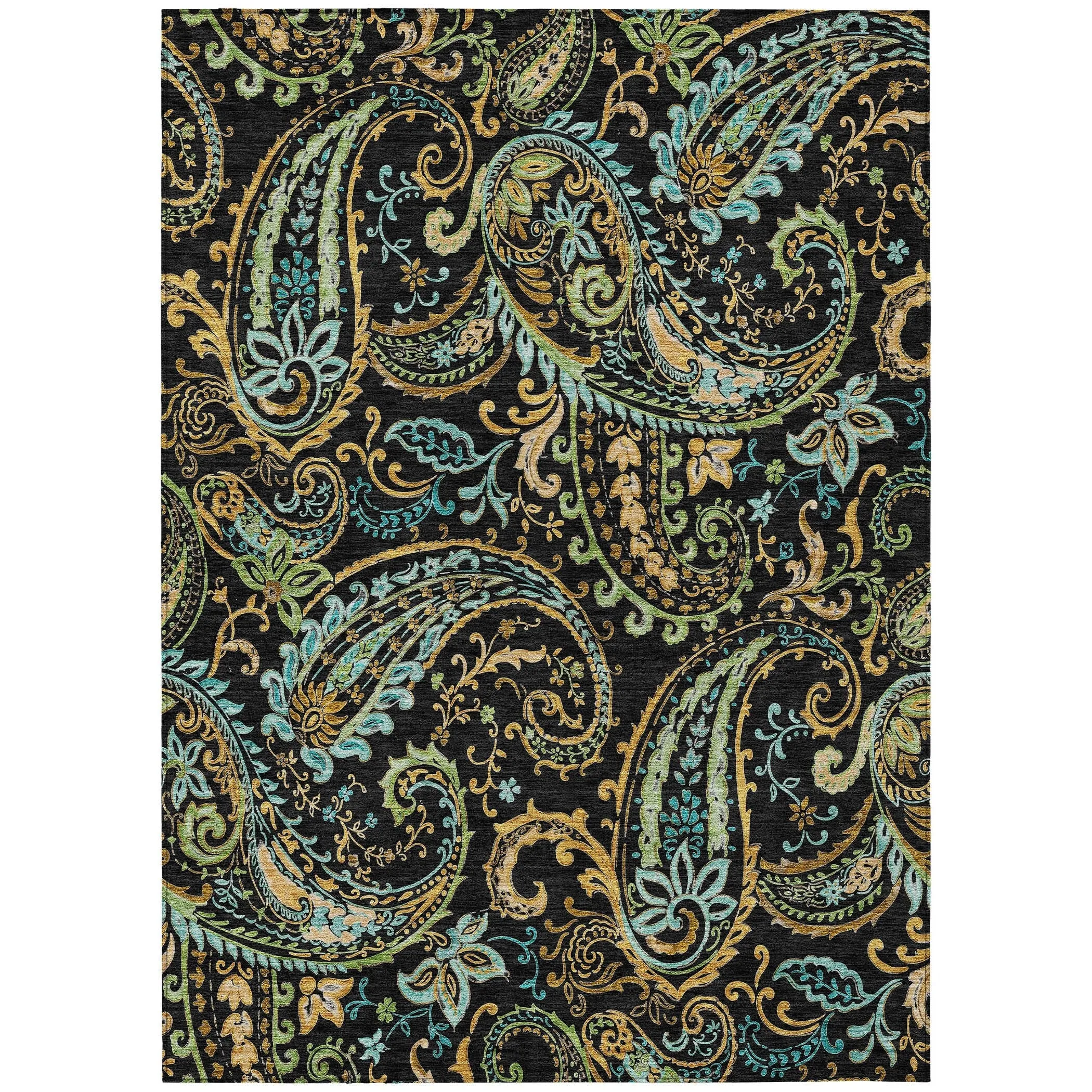 Machine Washable Indoor/ Outdoor Paisley Chantille Rug