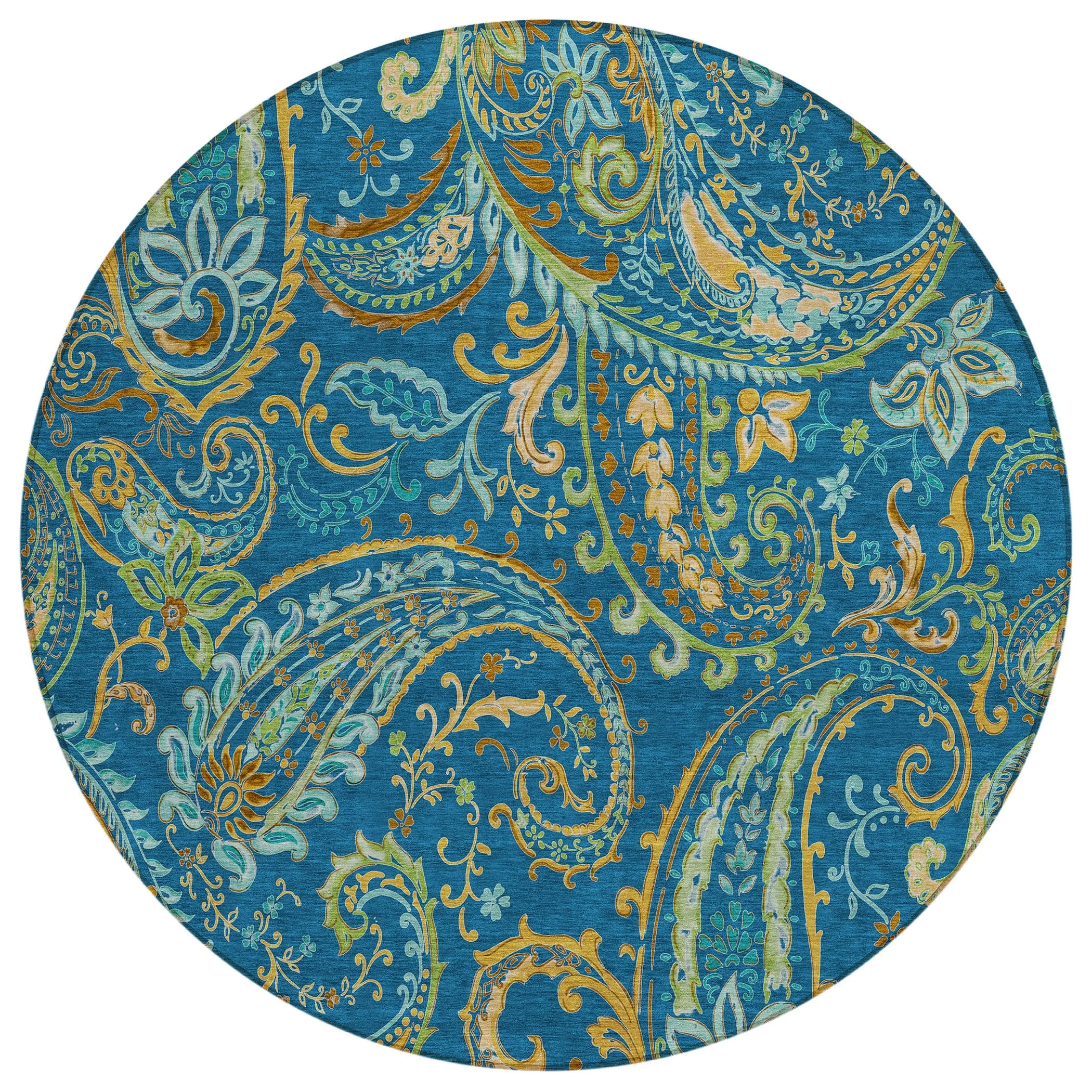 Machine Washable Indoor/ Outdoor Paisley Chantille Rug