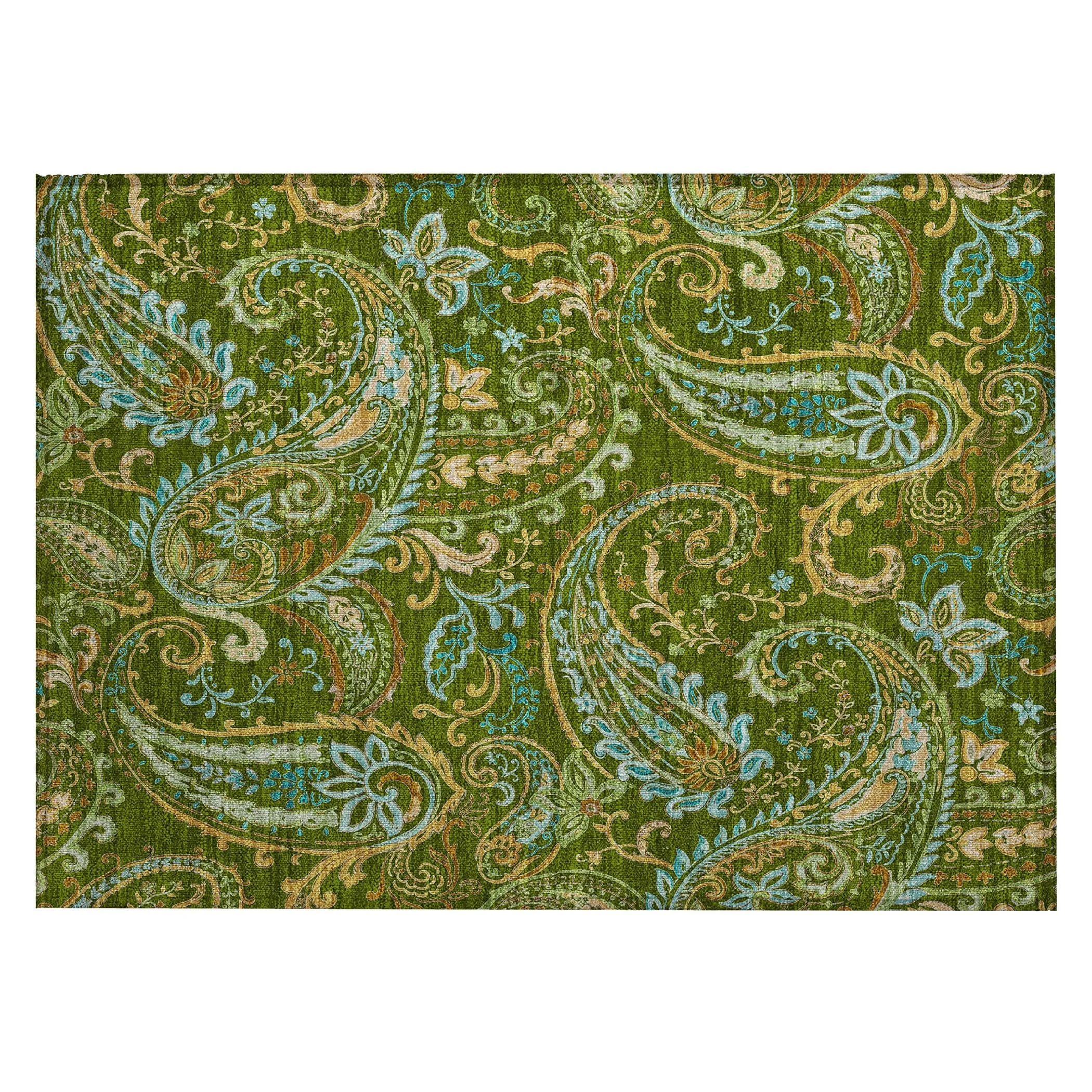 Machine Washable Indoor/ Outdoor Paisley Chantille Rug