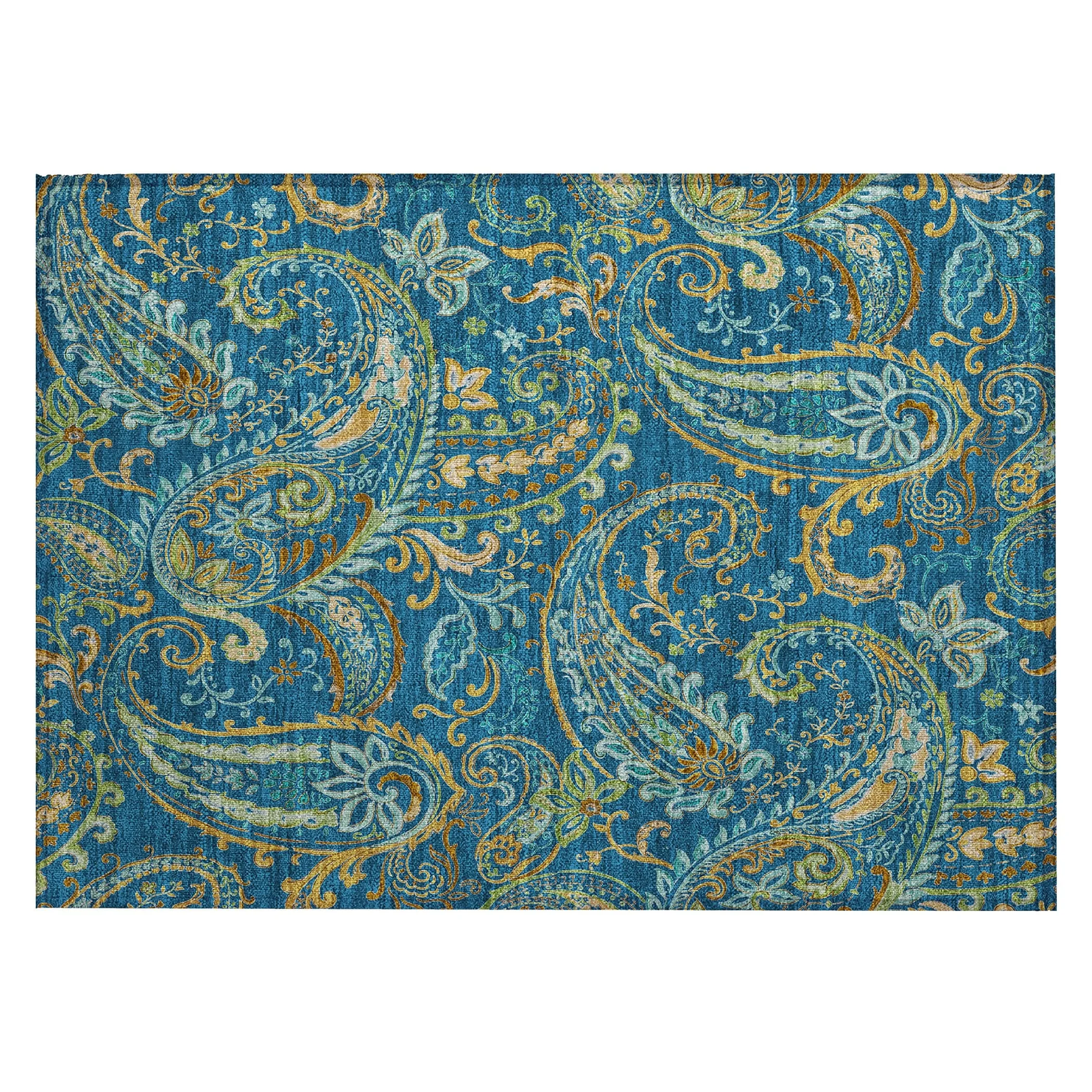 Machine Washable Indoor/ Outdoor Paisley Chantille Rug