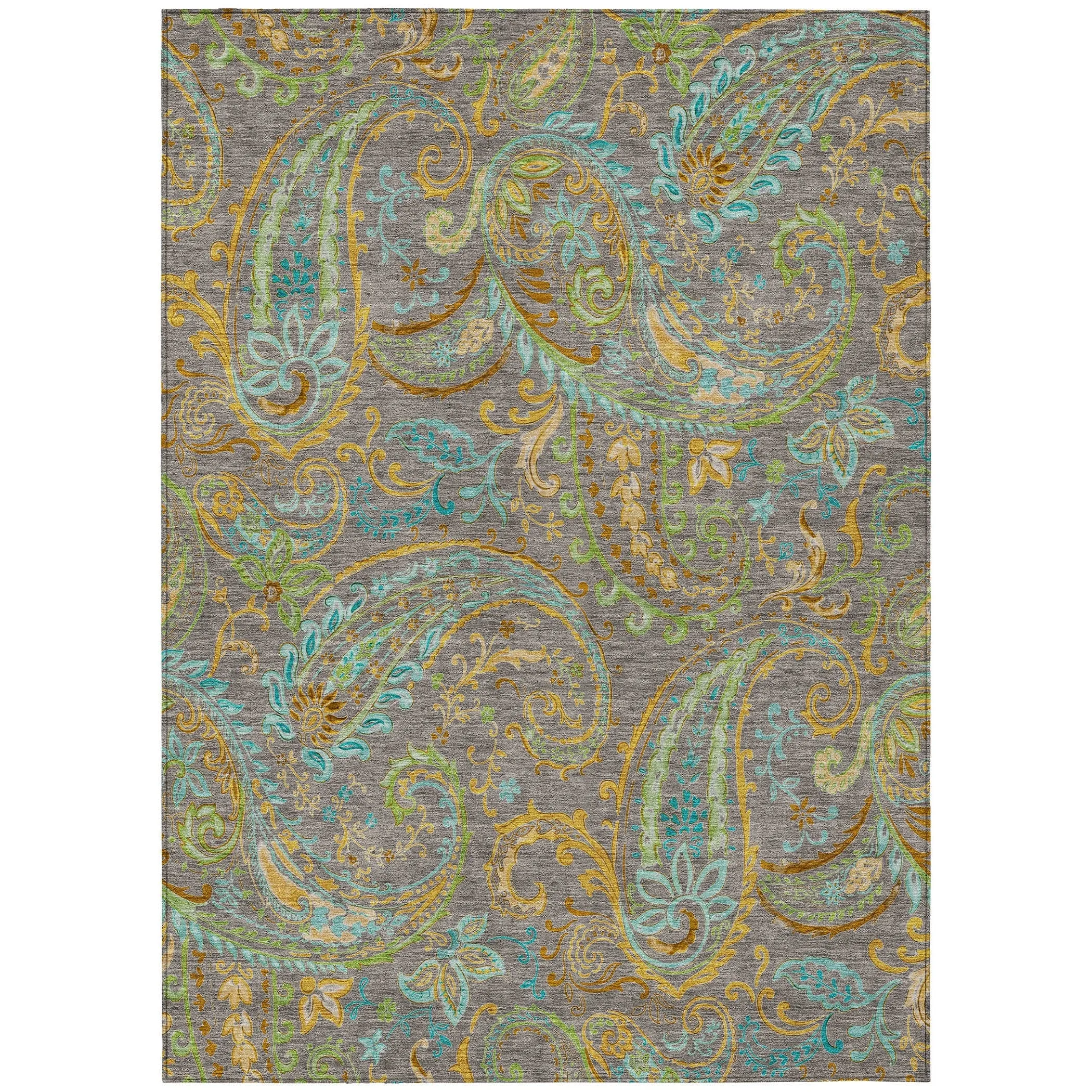 Machine Washable Indoor/ Outdoor Paisley Chantille Rug